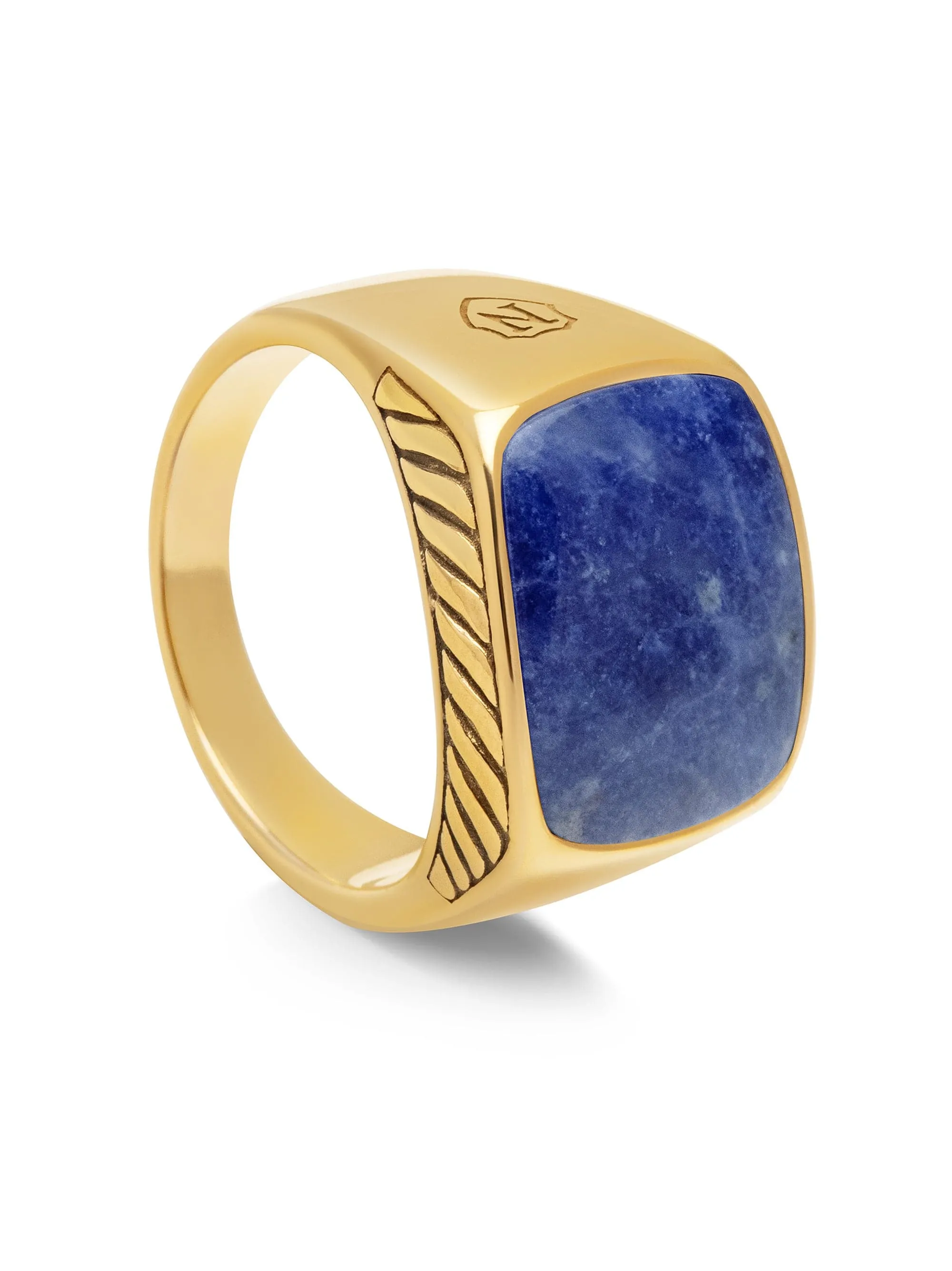 Gentlemen's Gold Signet Ring with Blue Dumortierite