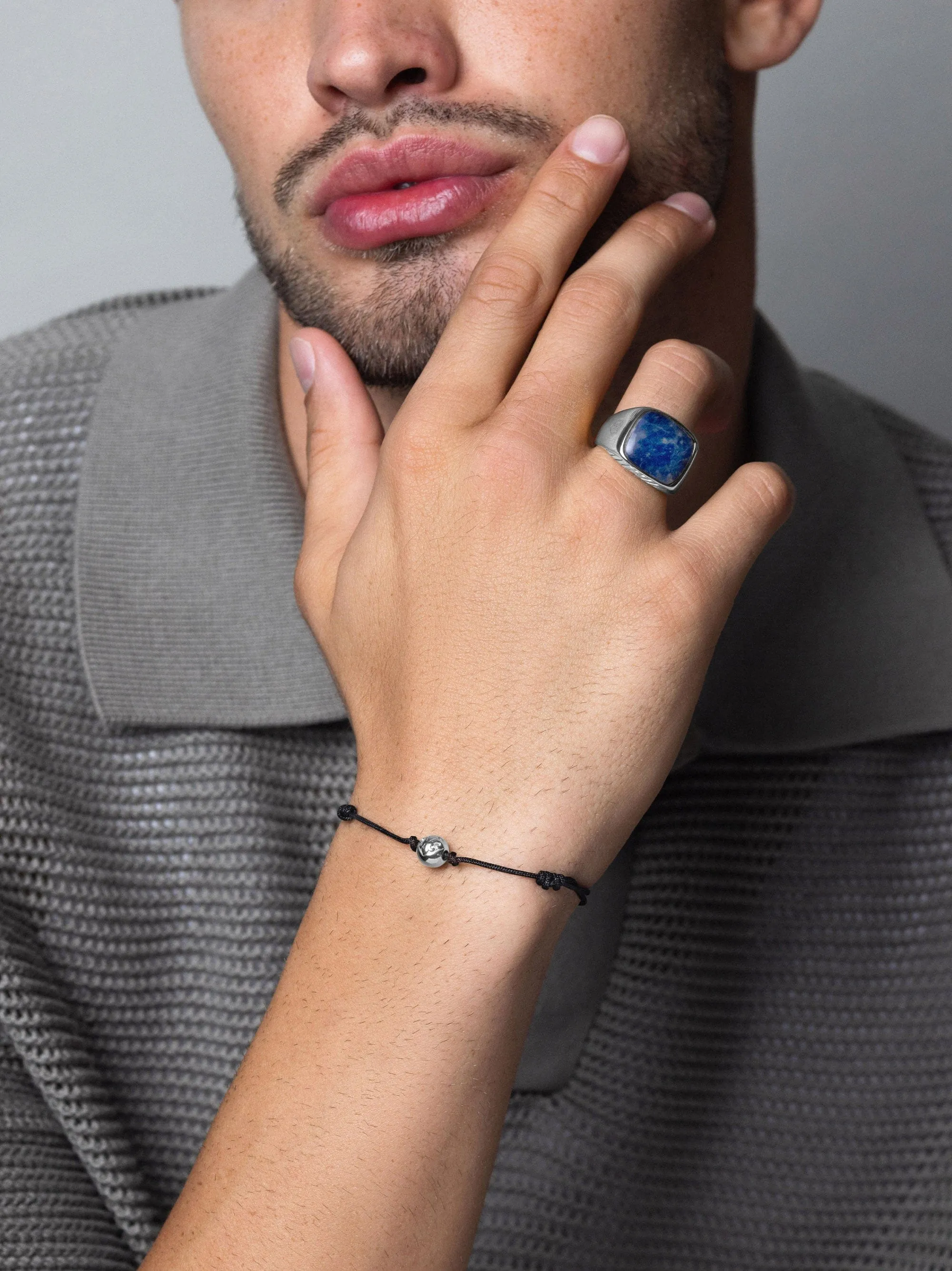 Gentlemen's Silver Signet Ring with Blue Dumortierite