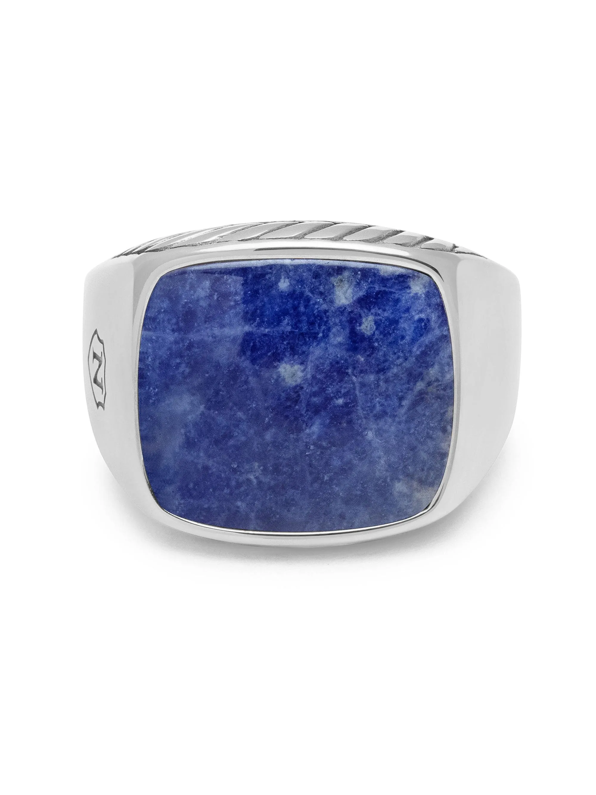 Gentlemen's Silver Signet Ring with Blue Dumortierite