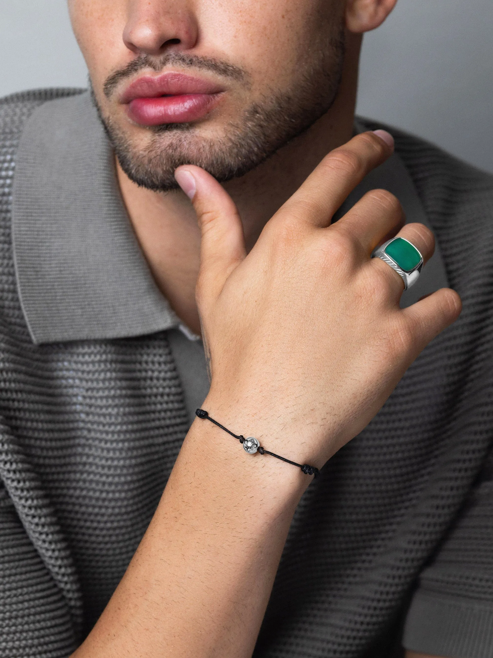 Gentlemen's Silver Signet Ring with Green Agate