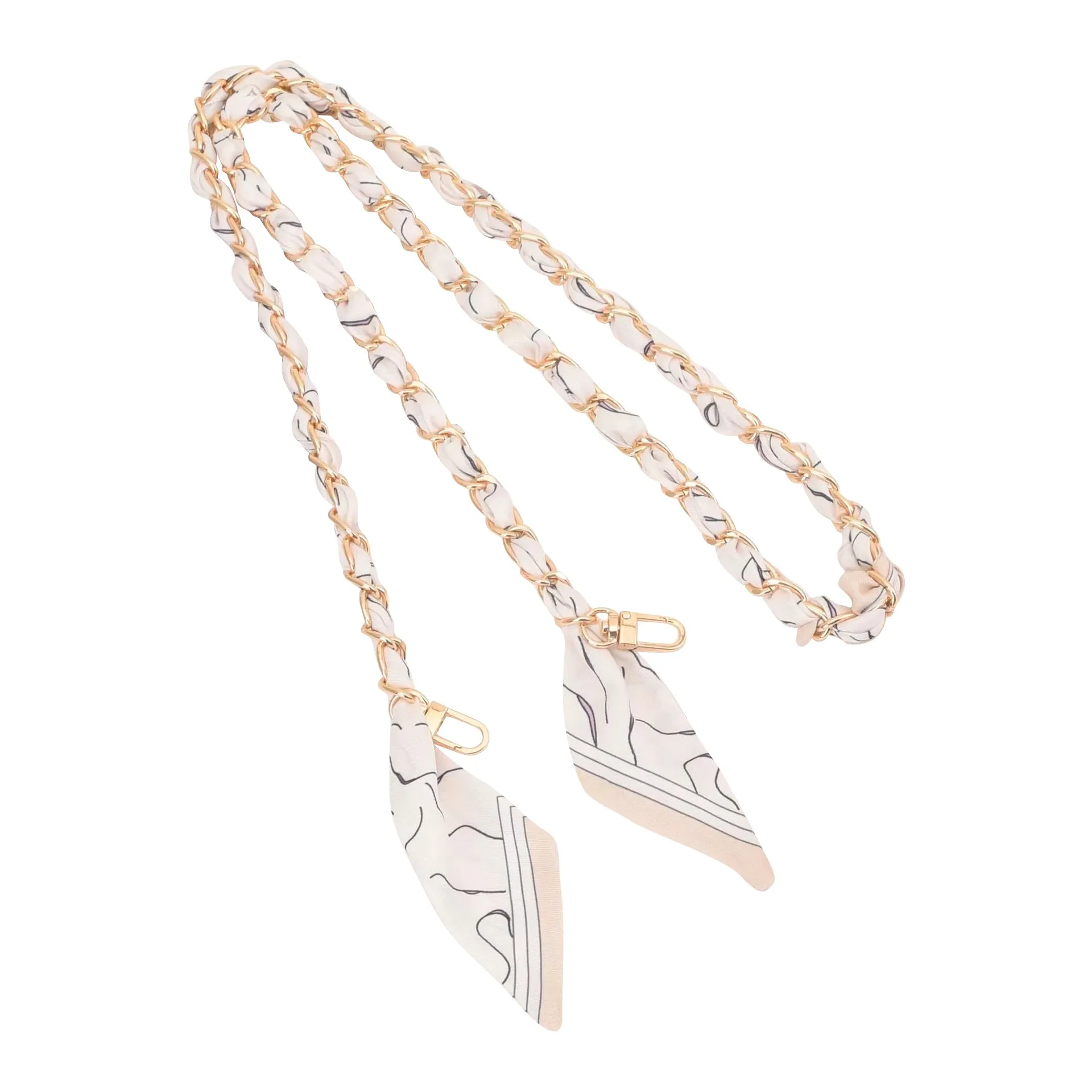 Gold Phone Chain with Scarf Cream - Long A