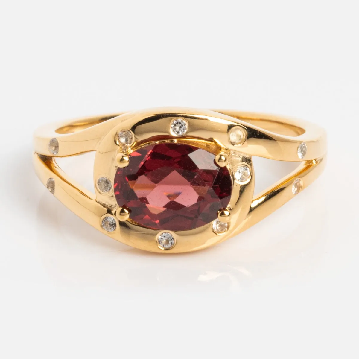 Golden Age Garnet Cocktail Ring