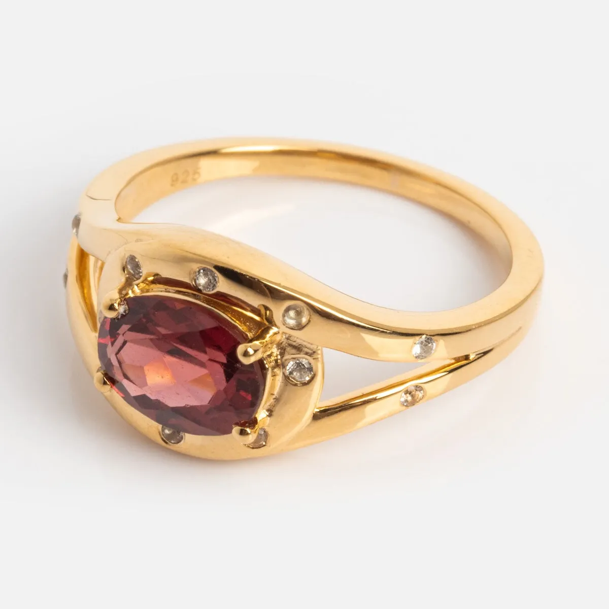 Golden Age Garnet Cocktail Ring