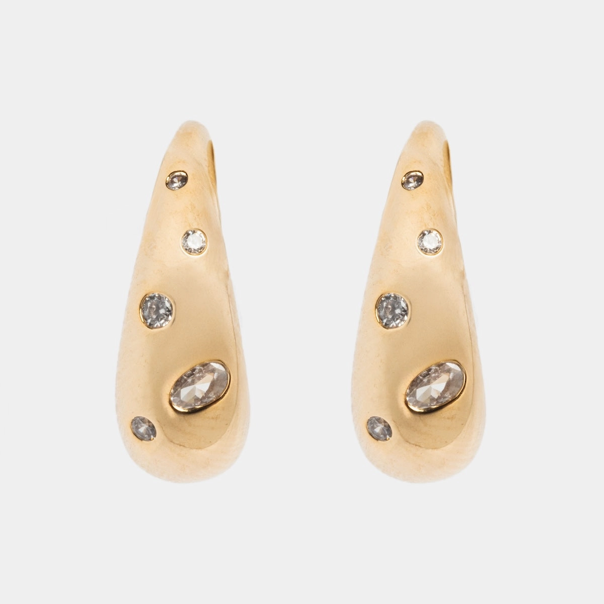 Golden Shimmer Tapered Hoop Earrings