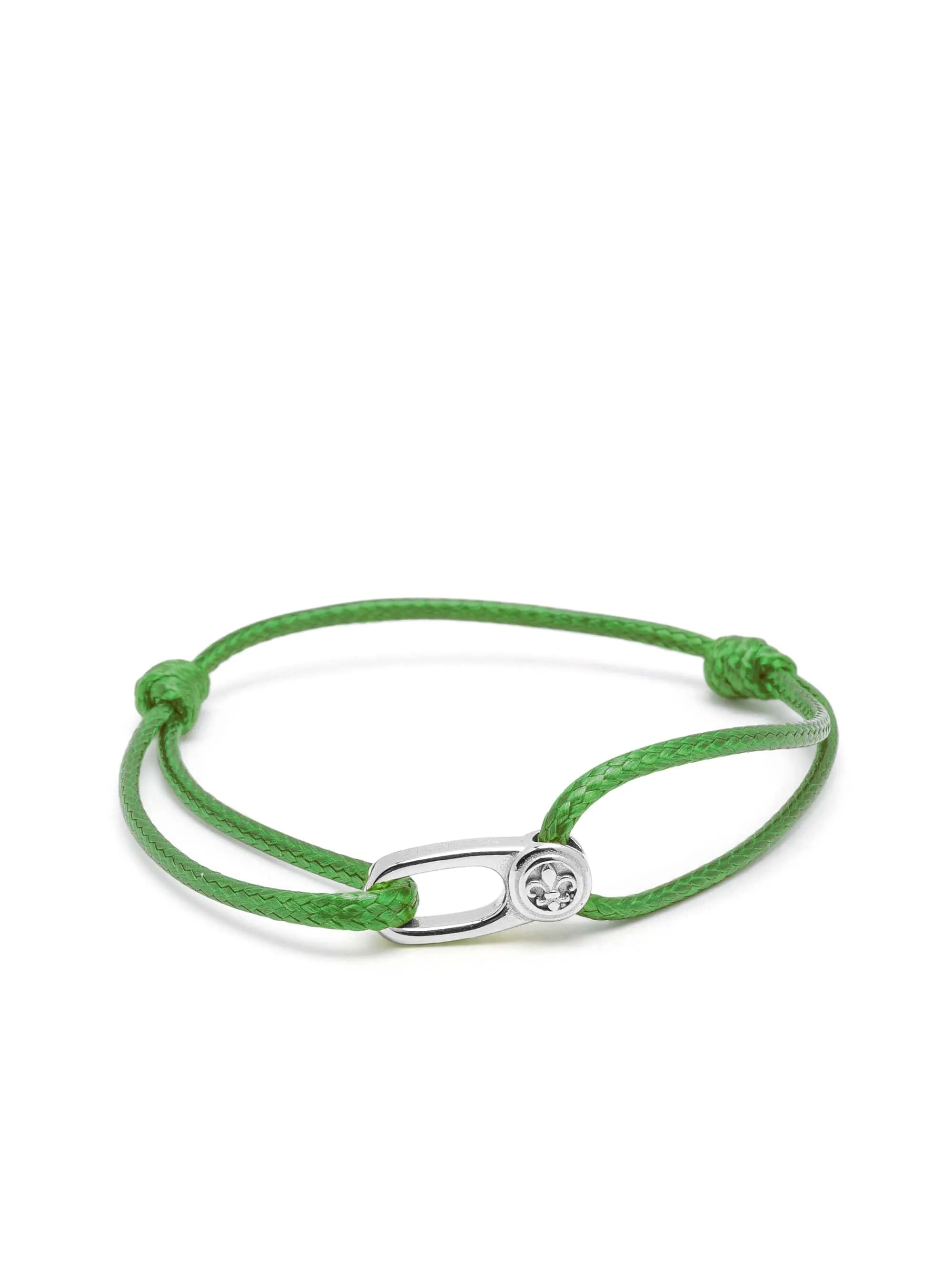 Green String Bracelet with Silver Hook