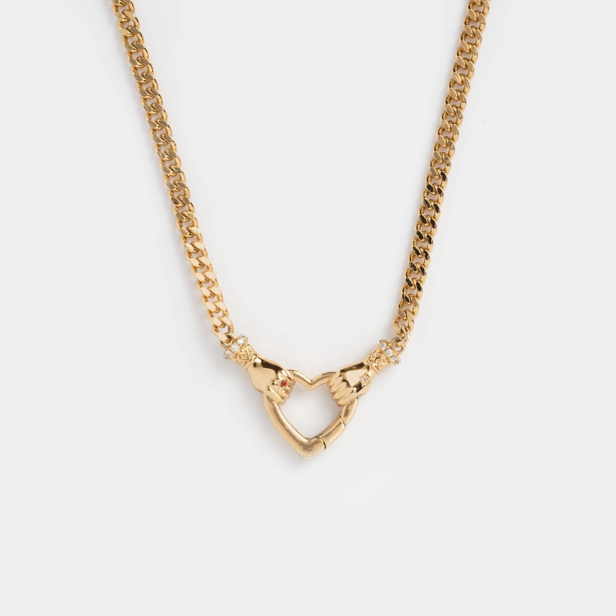 Hand Over Heart Charm Holder Necklace