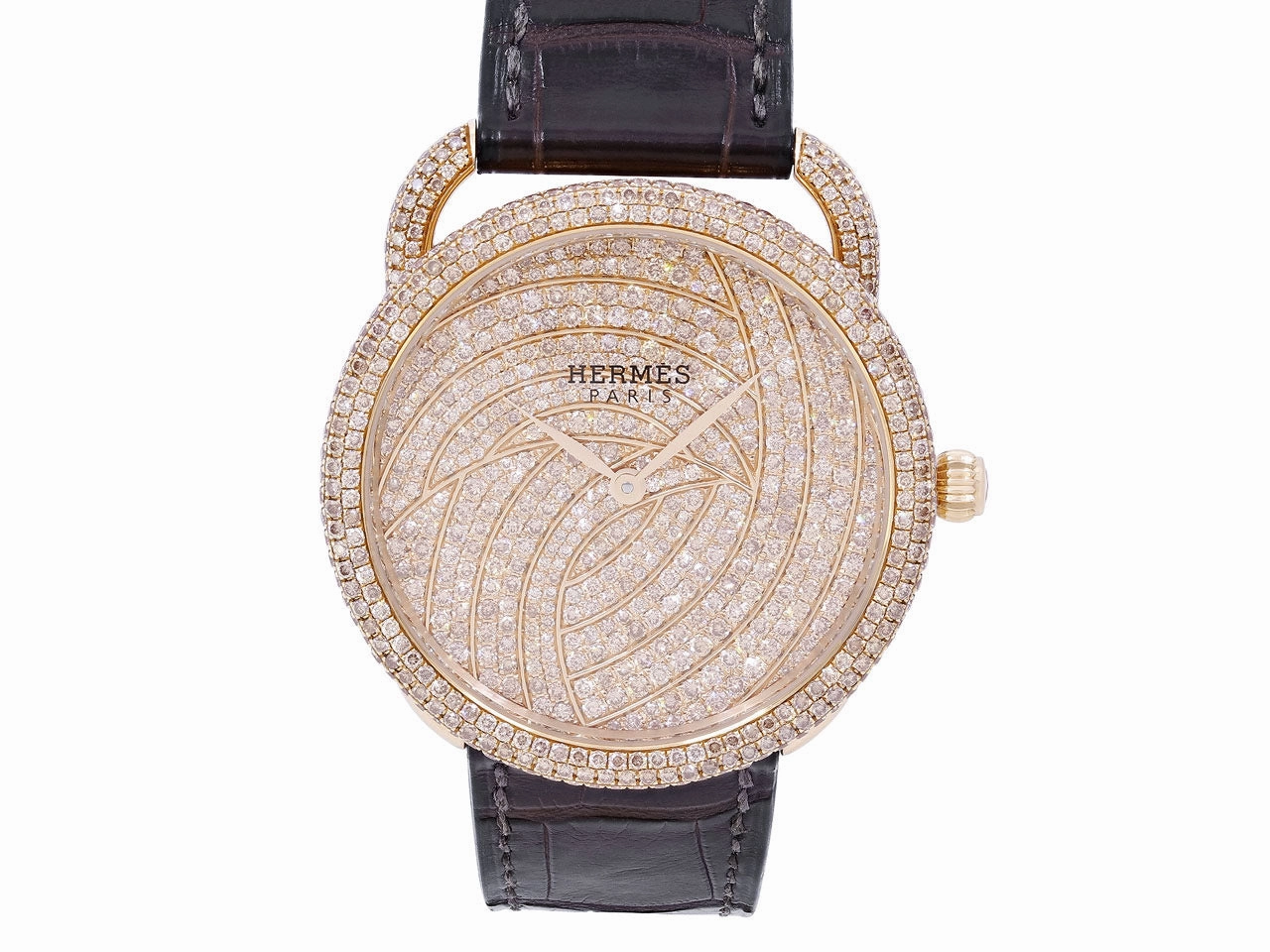 Herms 'Arceau' Diamond Watch in 18K Rose Gold, 41mm