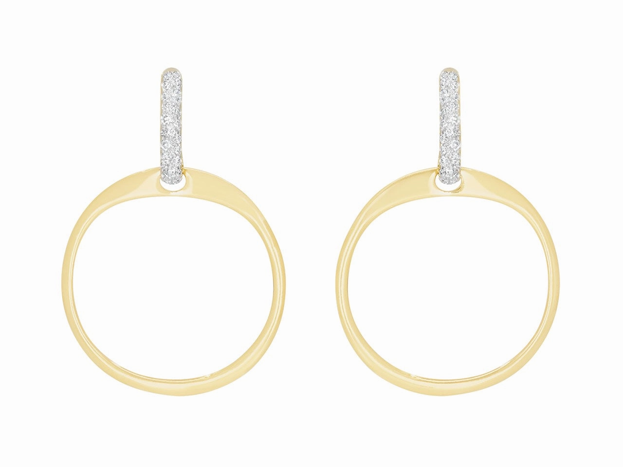 Hoop Earrings with Diamond Tops in 18K Gold, by Beladora