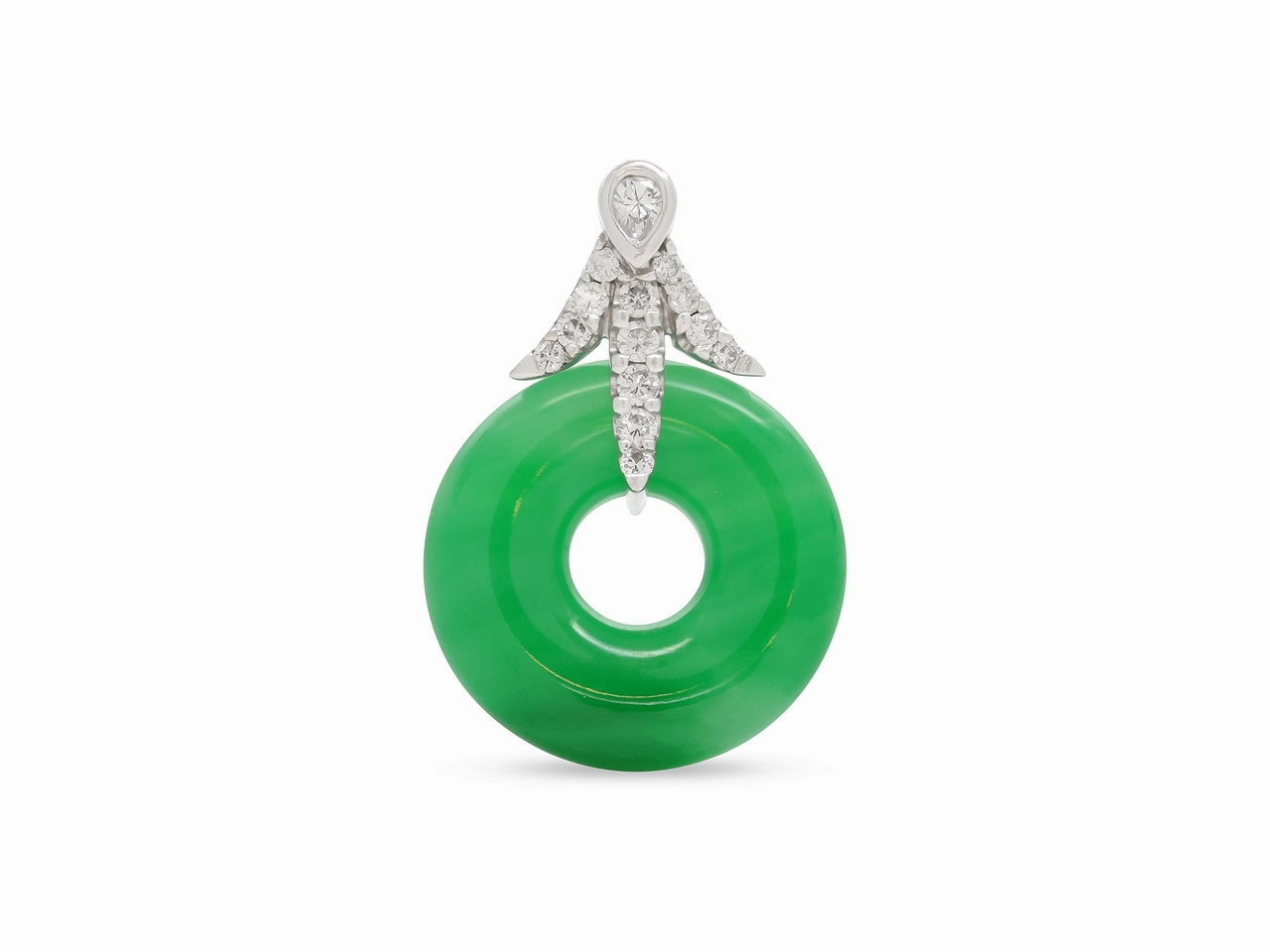 Jade and Diamond Pendant in 18K White Gold