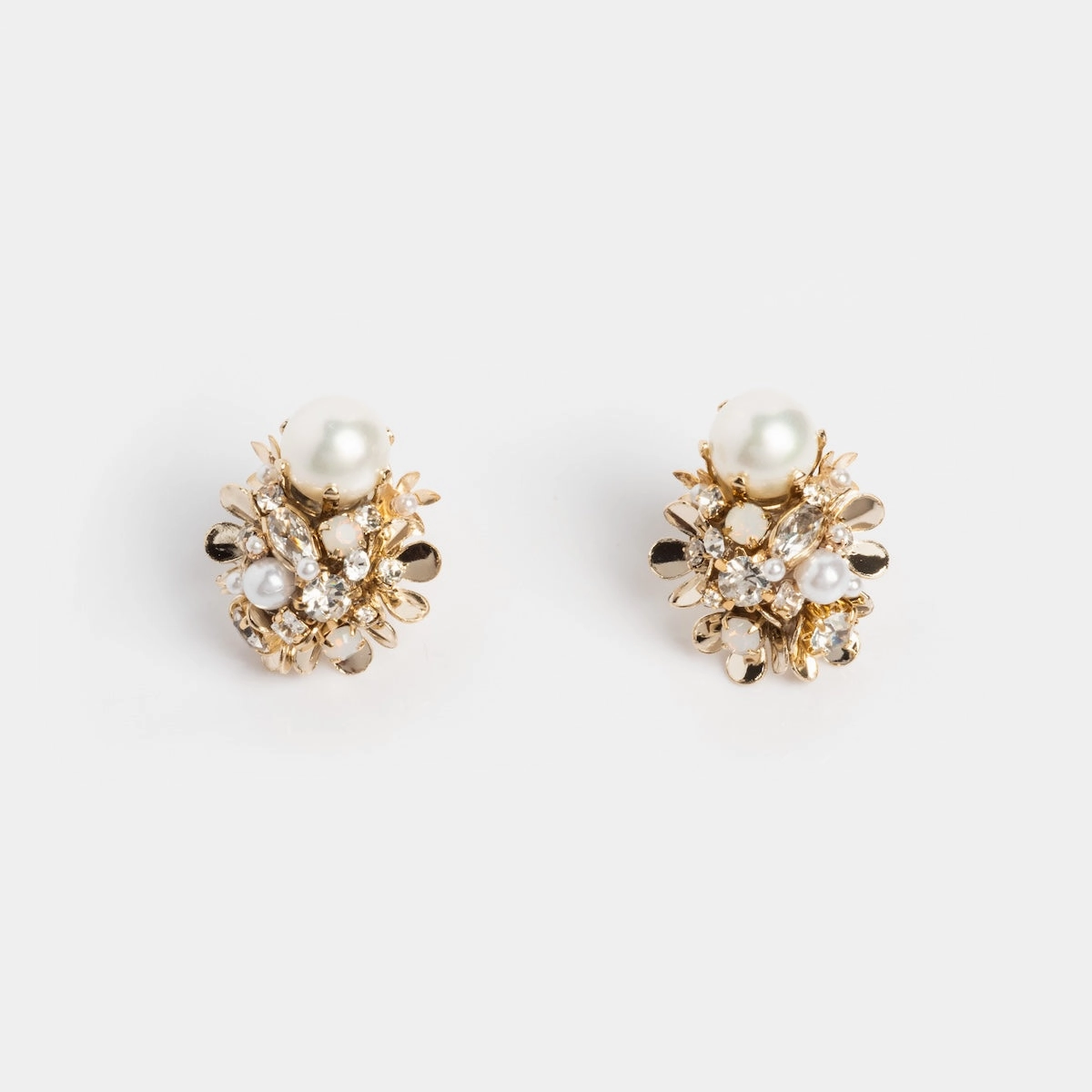 Luxe Pearl and Crystal Cluster Earrings