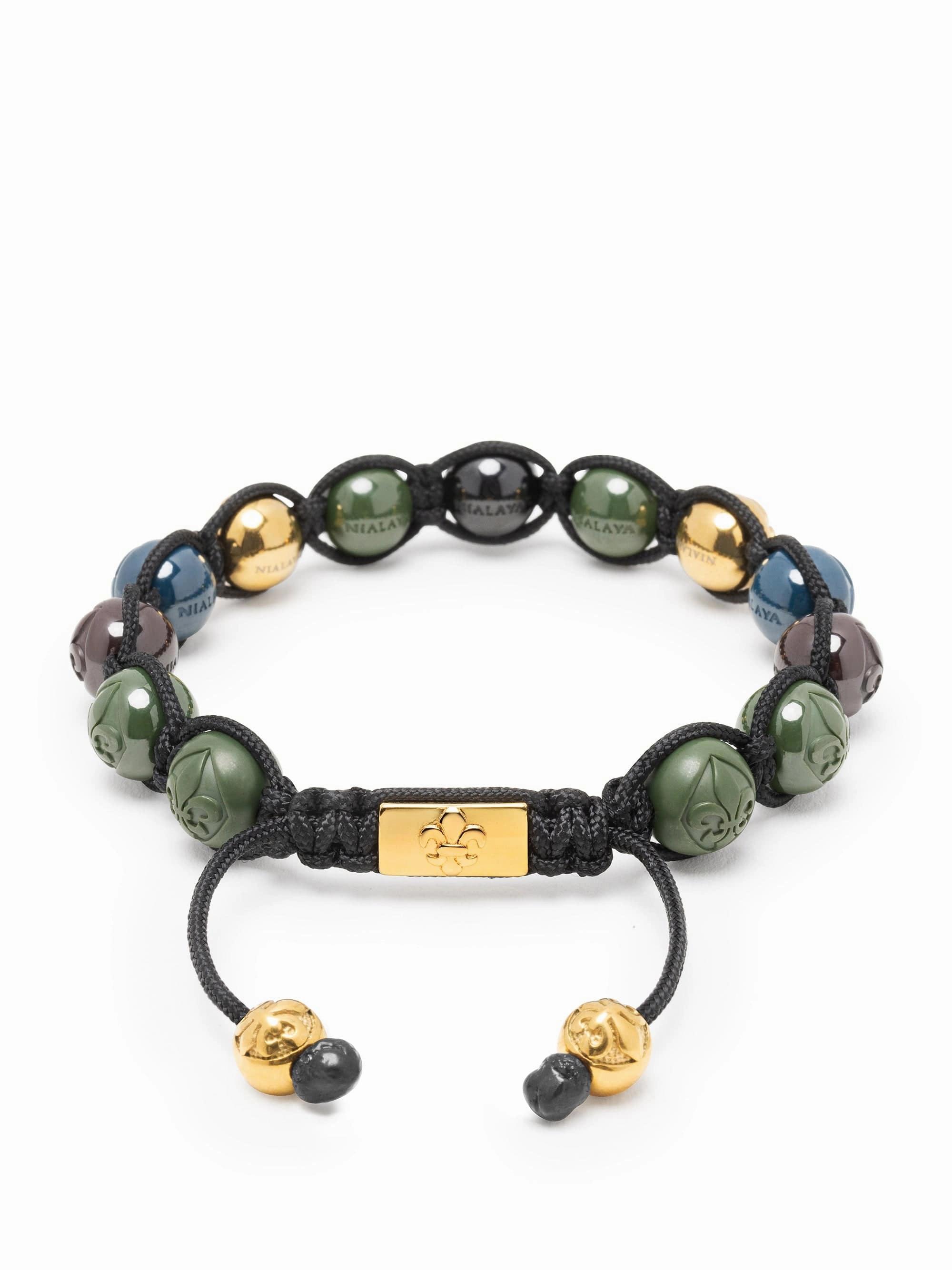 Men's Beaded Bracelet with Multicolored Ceramic & Gold Balls