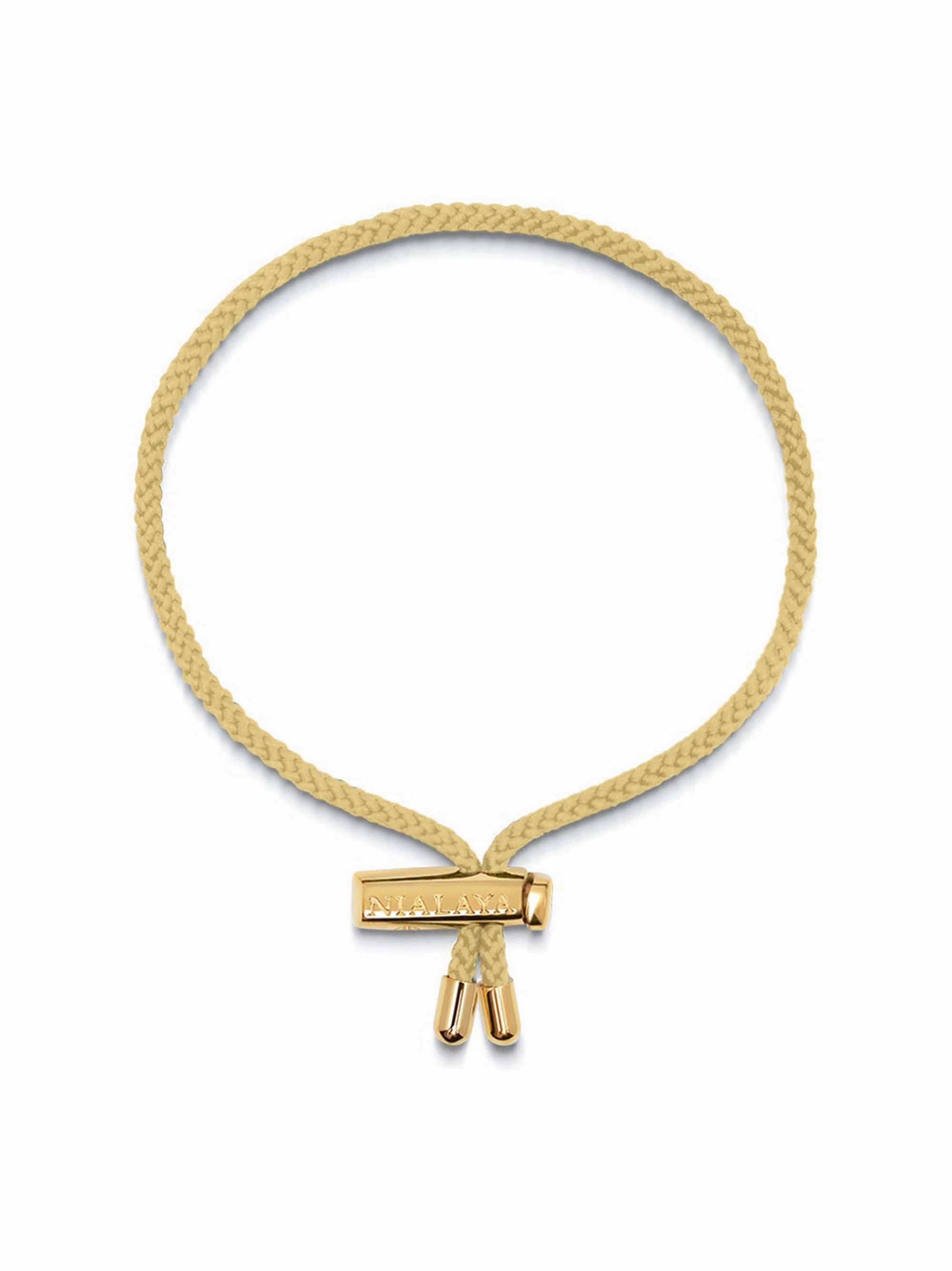 Men's Beige String Bracelet with Adjustable Gold Lock