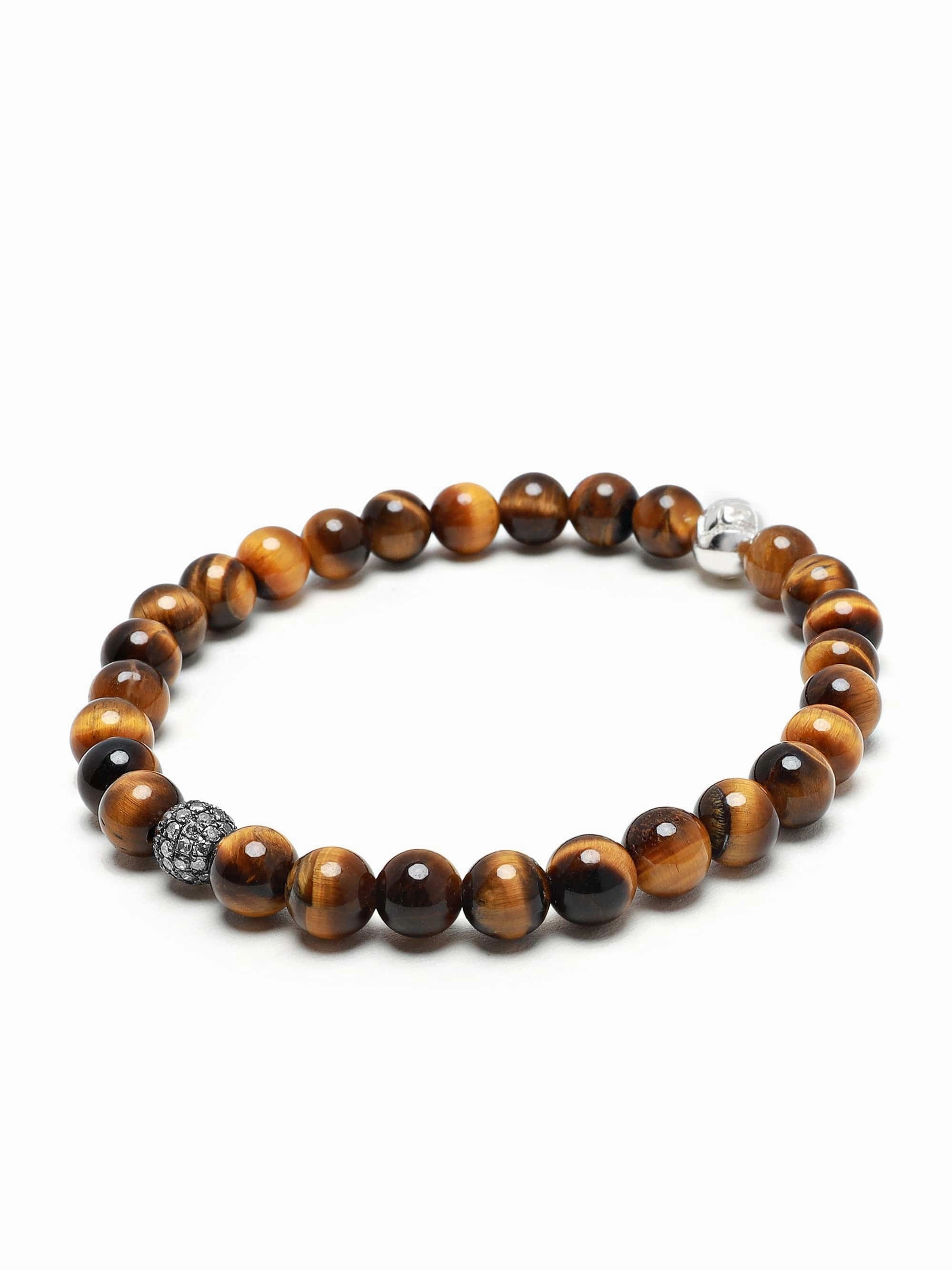 Men's Black Diamond Wristband with Brown Tiger Eye