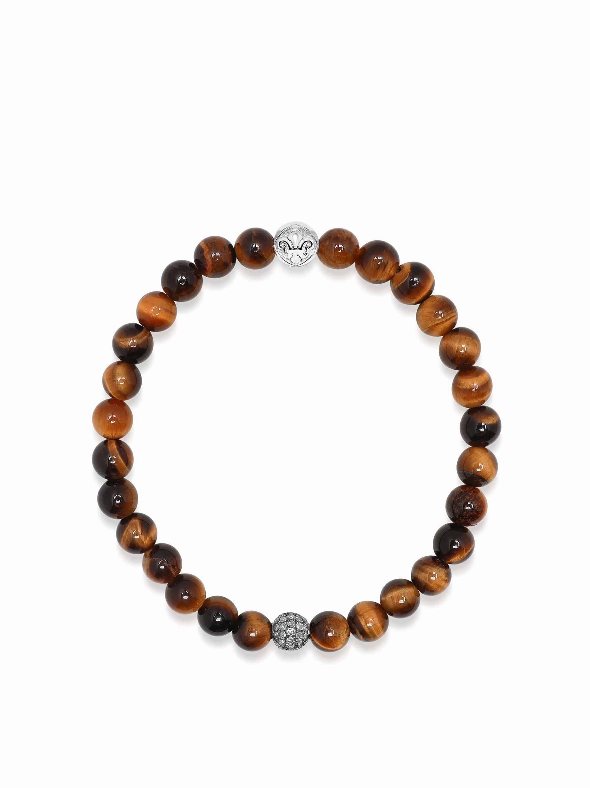 Men's Black Diamond Wristband with Brown Tiger Eye