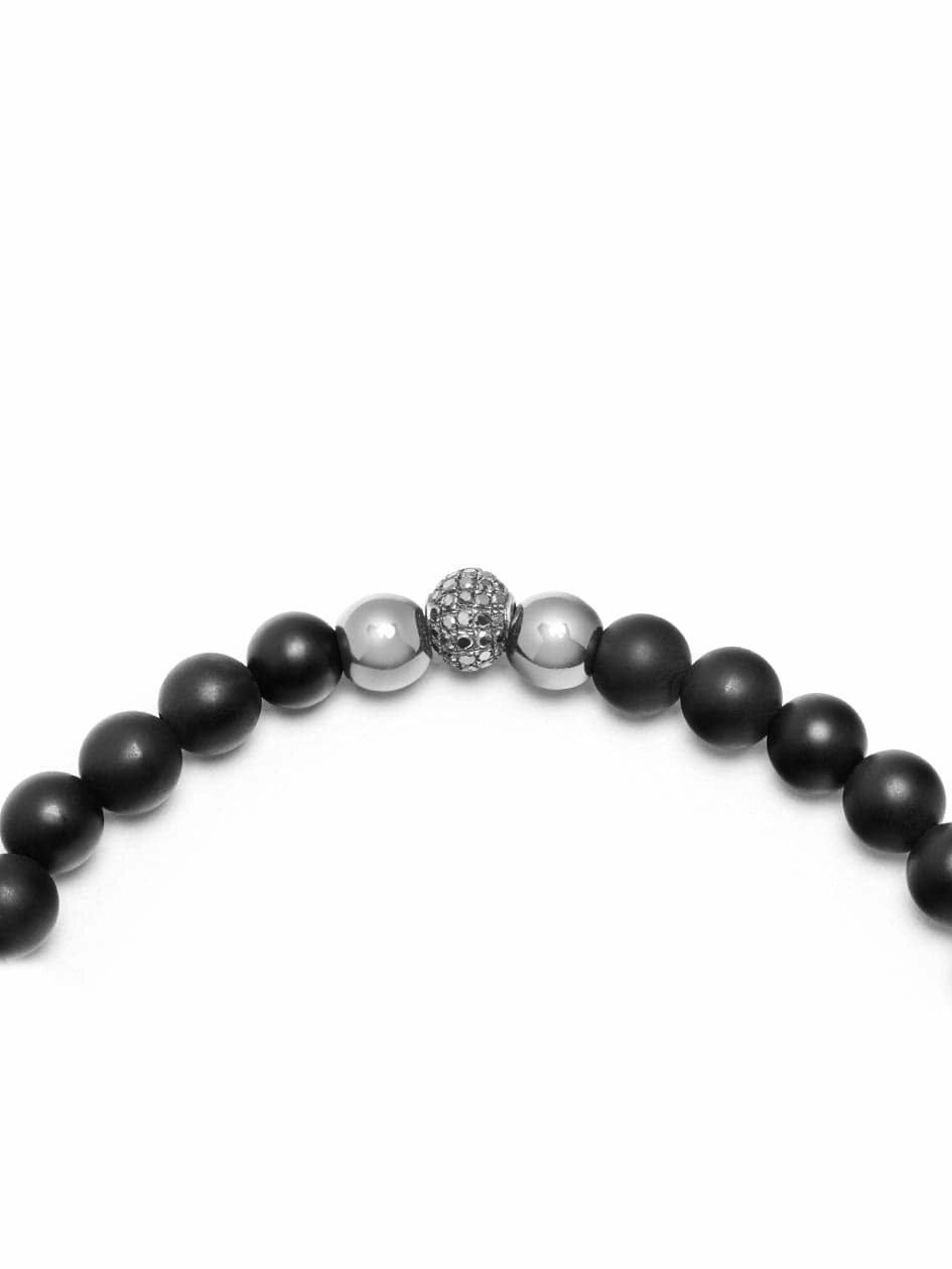 Men's Black Diamond Wristband with Onyx and Hematite
