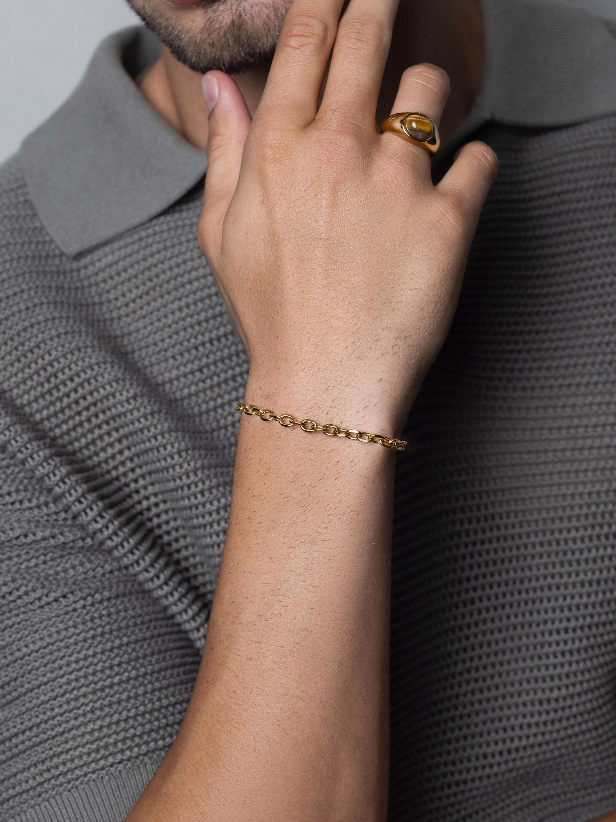 Men's Gold 4mm Cable Chain Bracelet