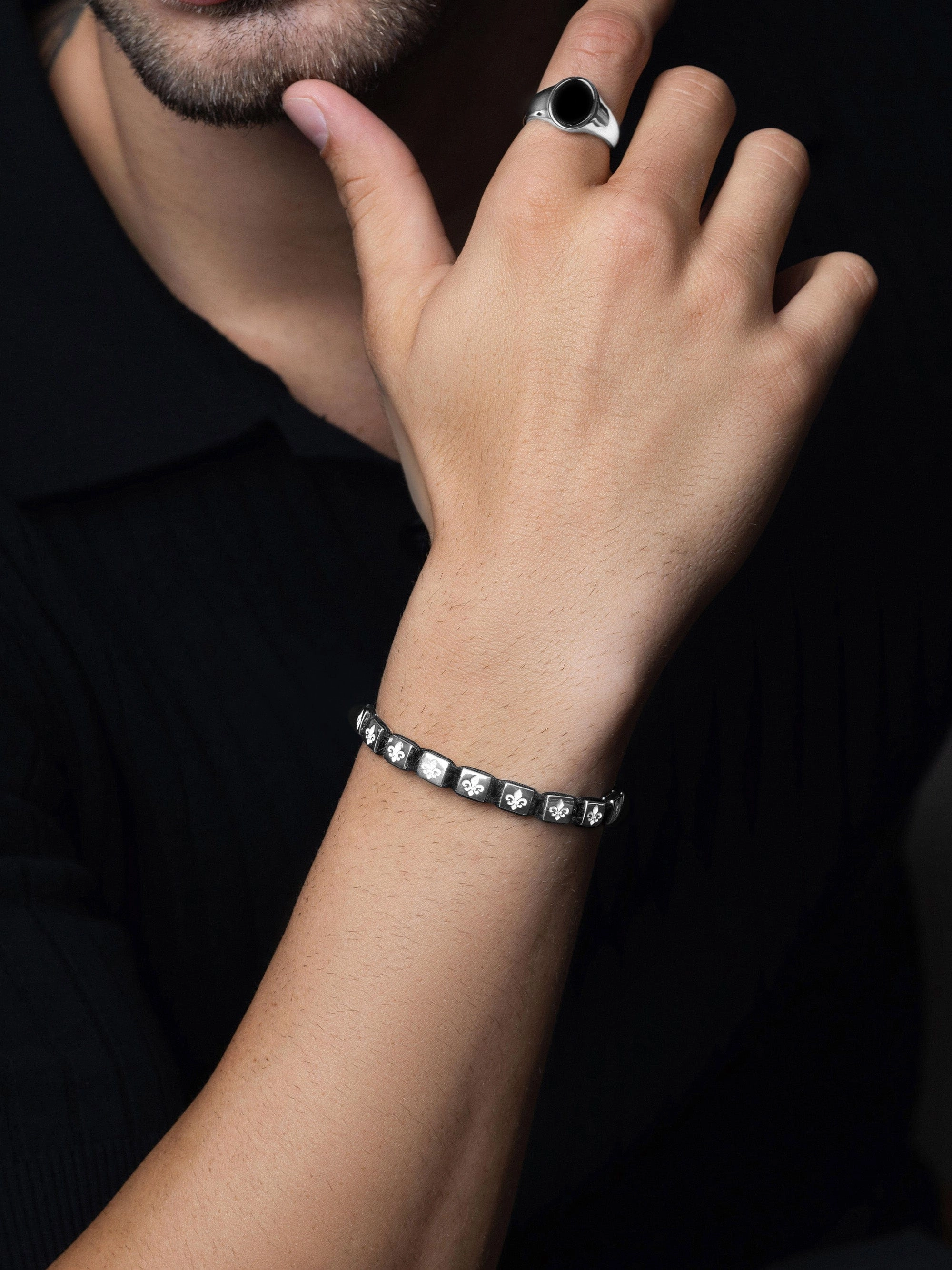 Men's Mini Flatbead Bracelet in Sterling Silver
