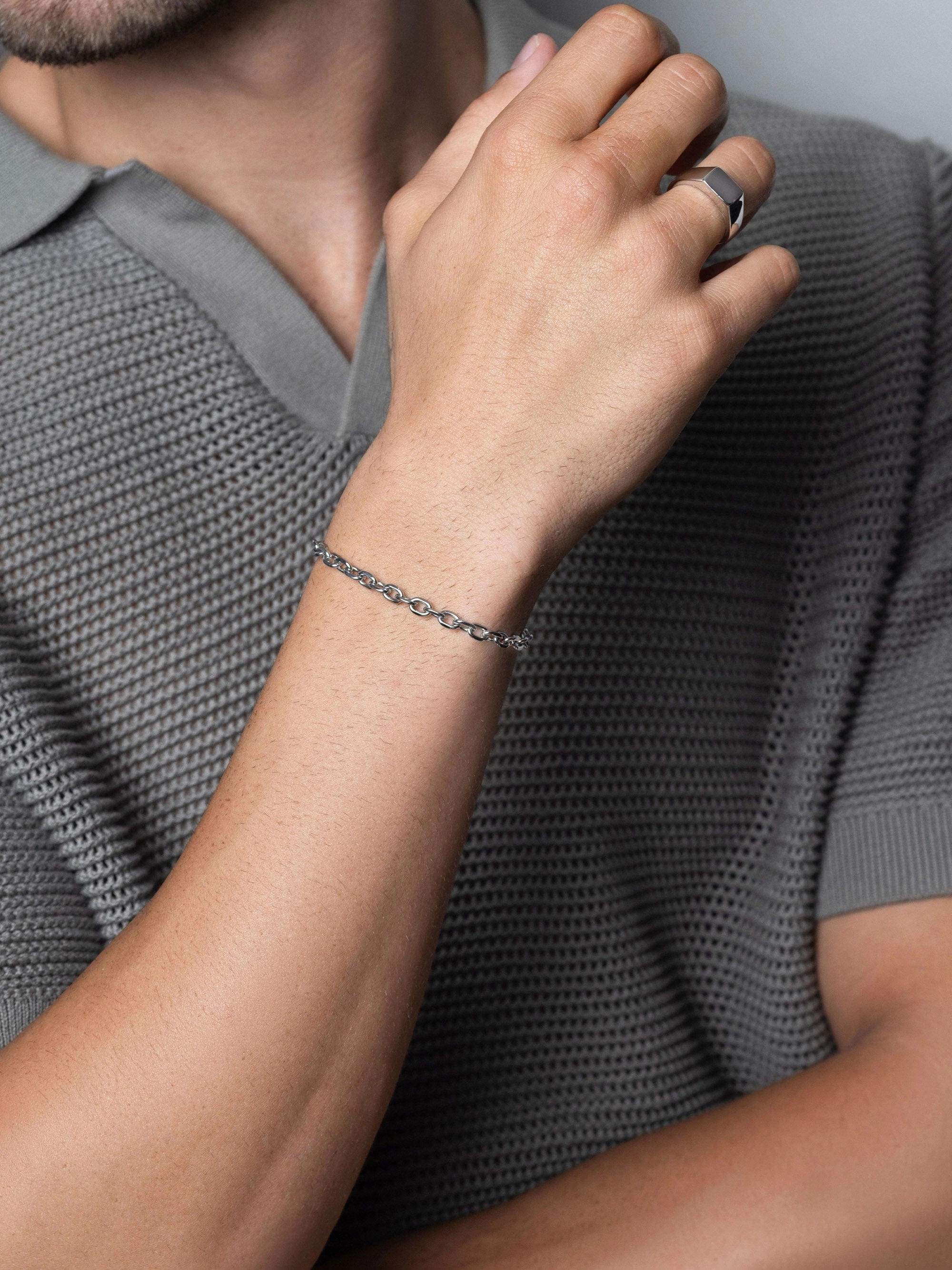 Men's Silver 4mm Cable Chain Bracelet