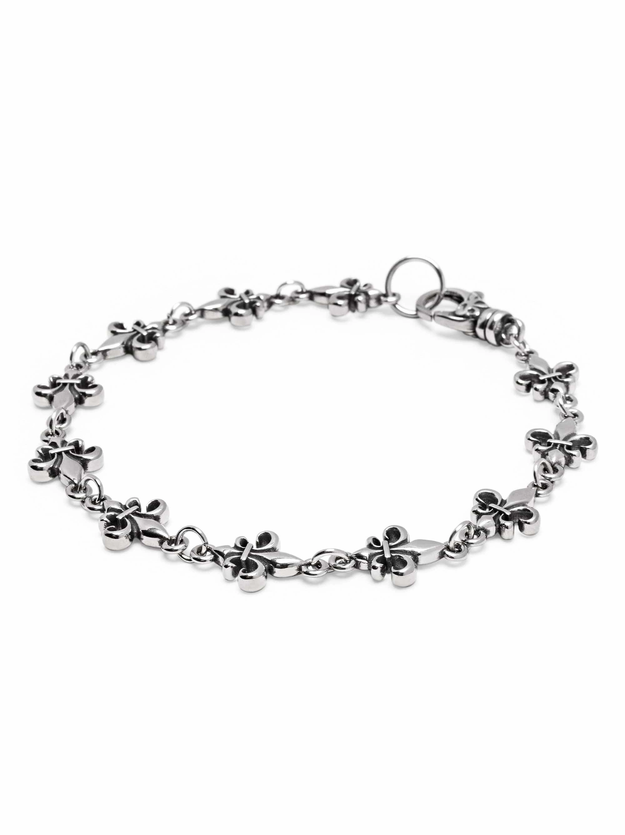 Men's Silver Fleur de Lis Linked Bracelet