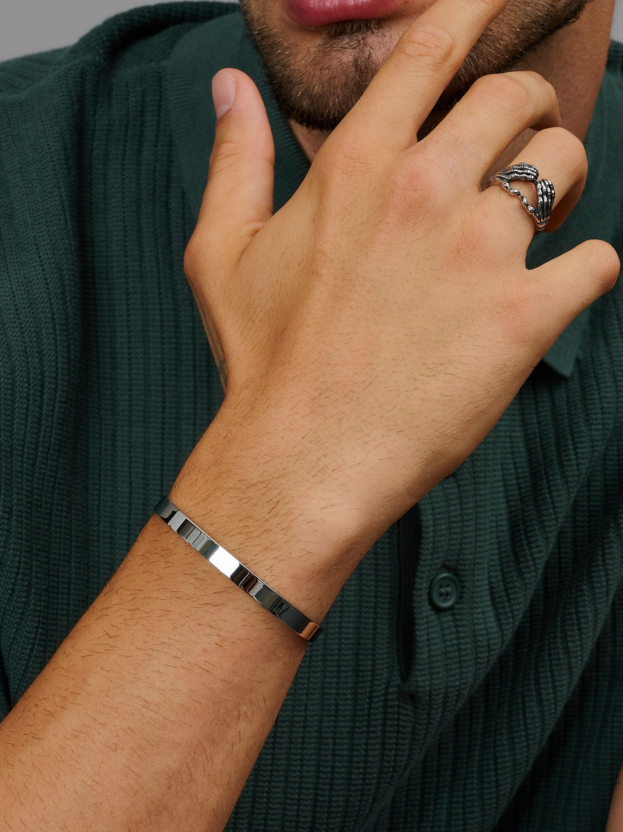 Men's Silver Open Cuff Bangle