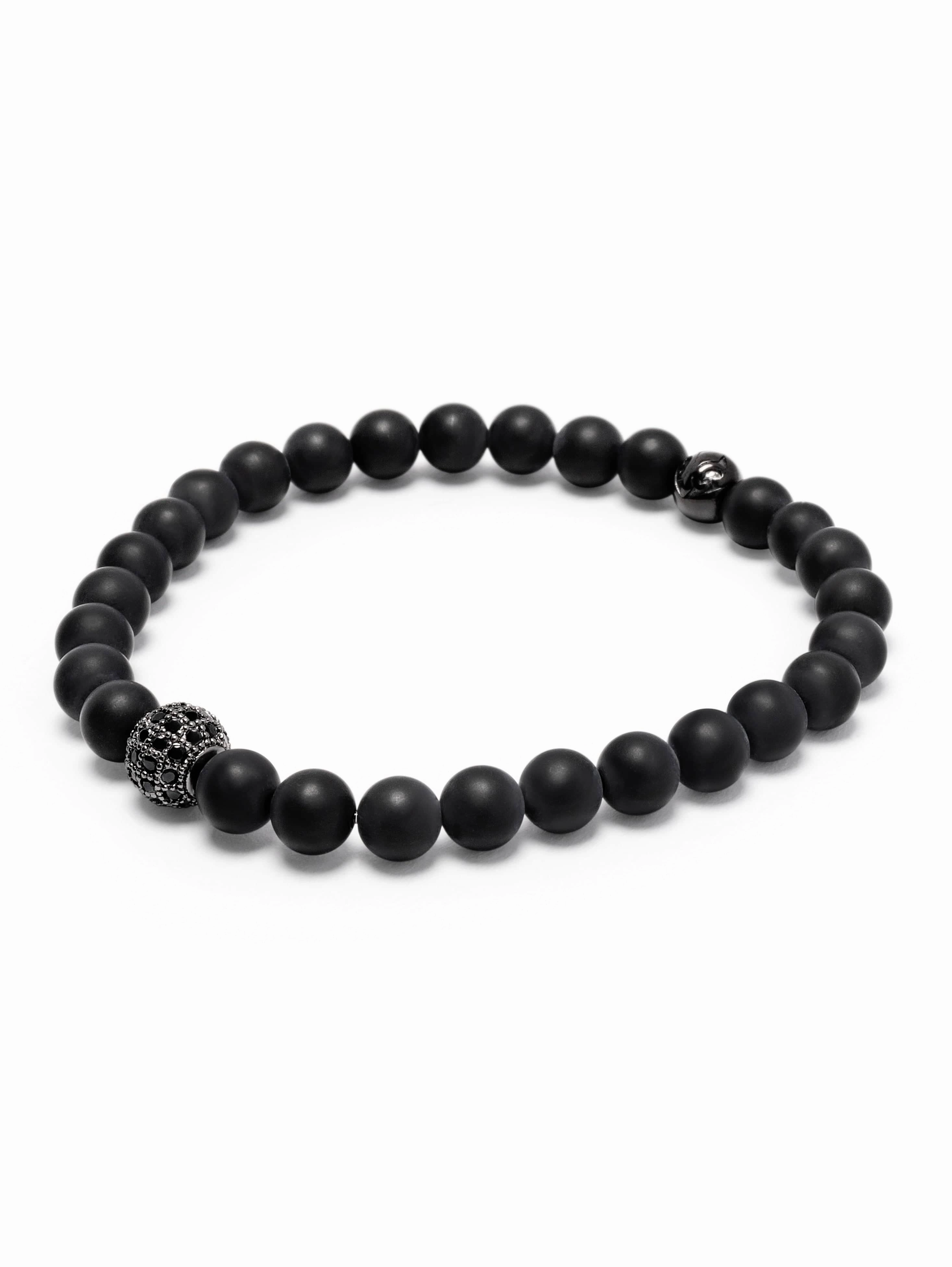 Men's Wristband with Matte Onyx and Black CZ Diamond