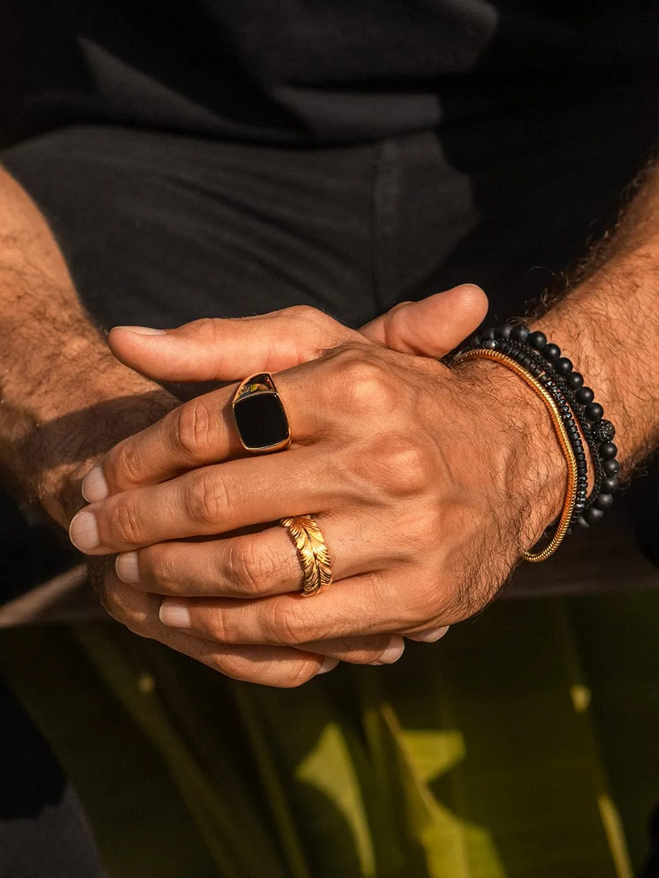 Men's Gold Feather Ring