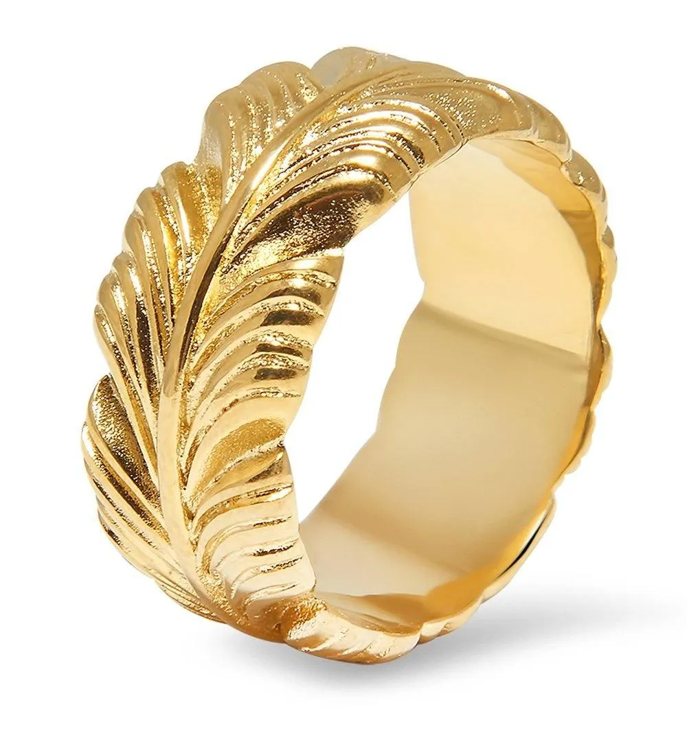 Men's Gold Feather Ring