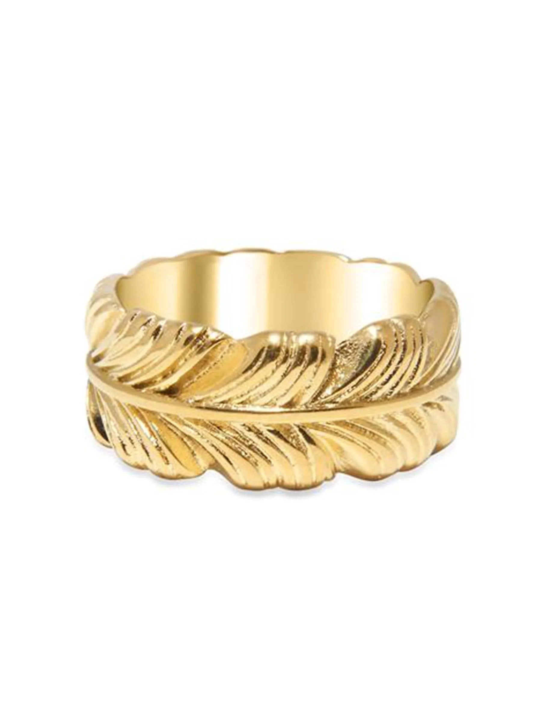Men's Gold Feather Ring