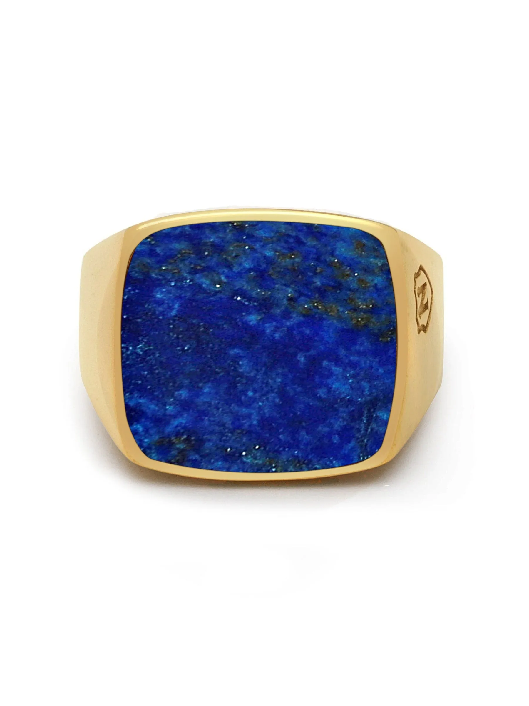 Men's Gold Signet Ring with Blue Lapis