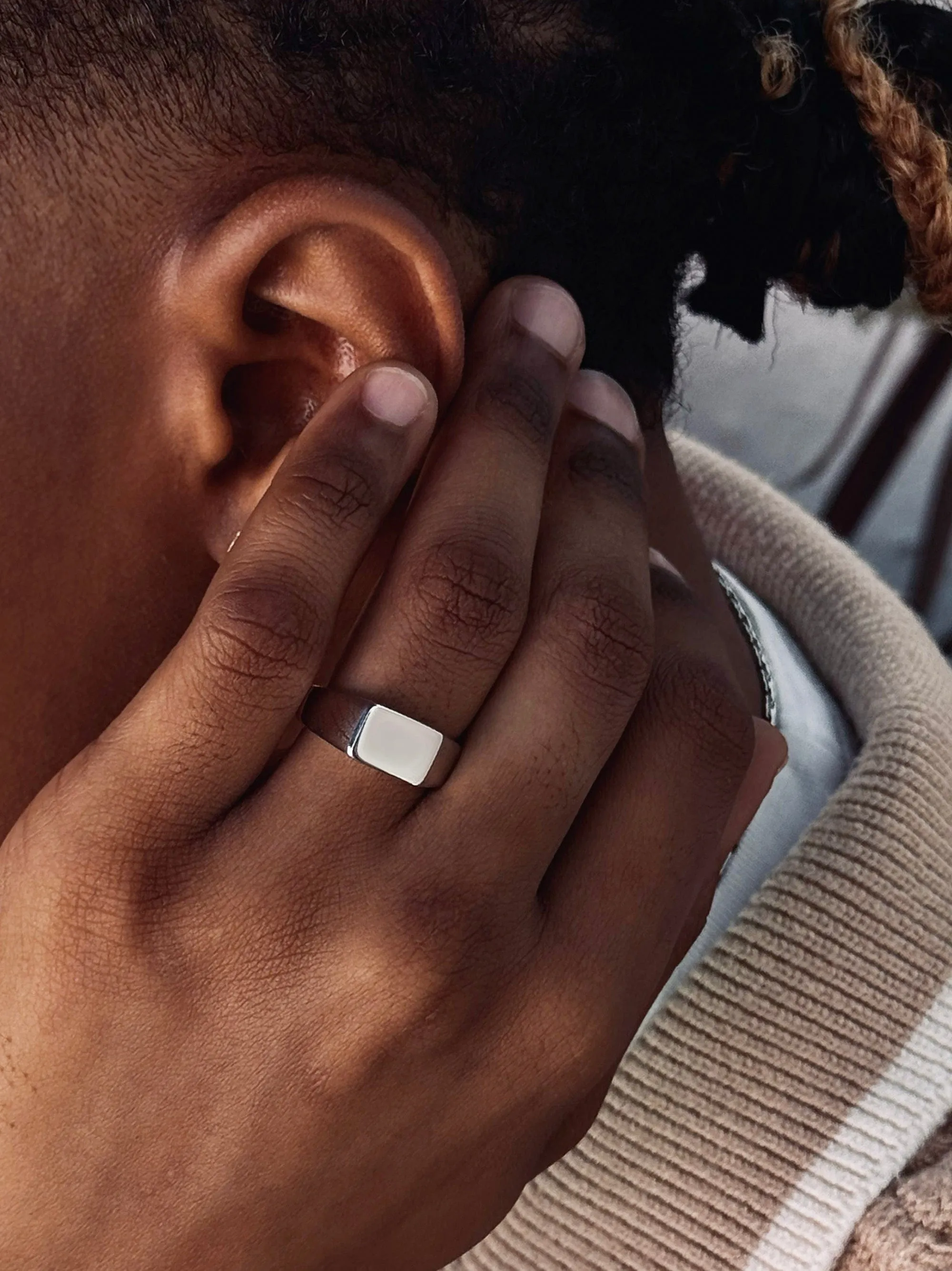 Men's Rectangle Sterling Silver Signet Ring