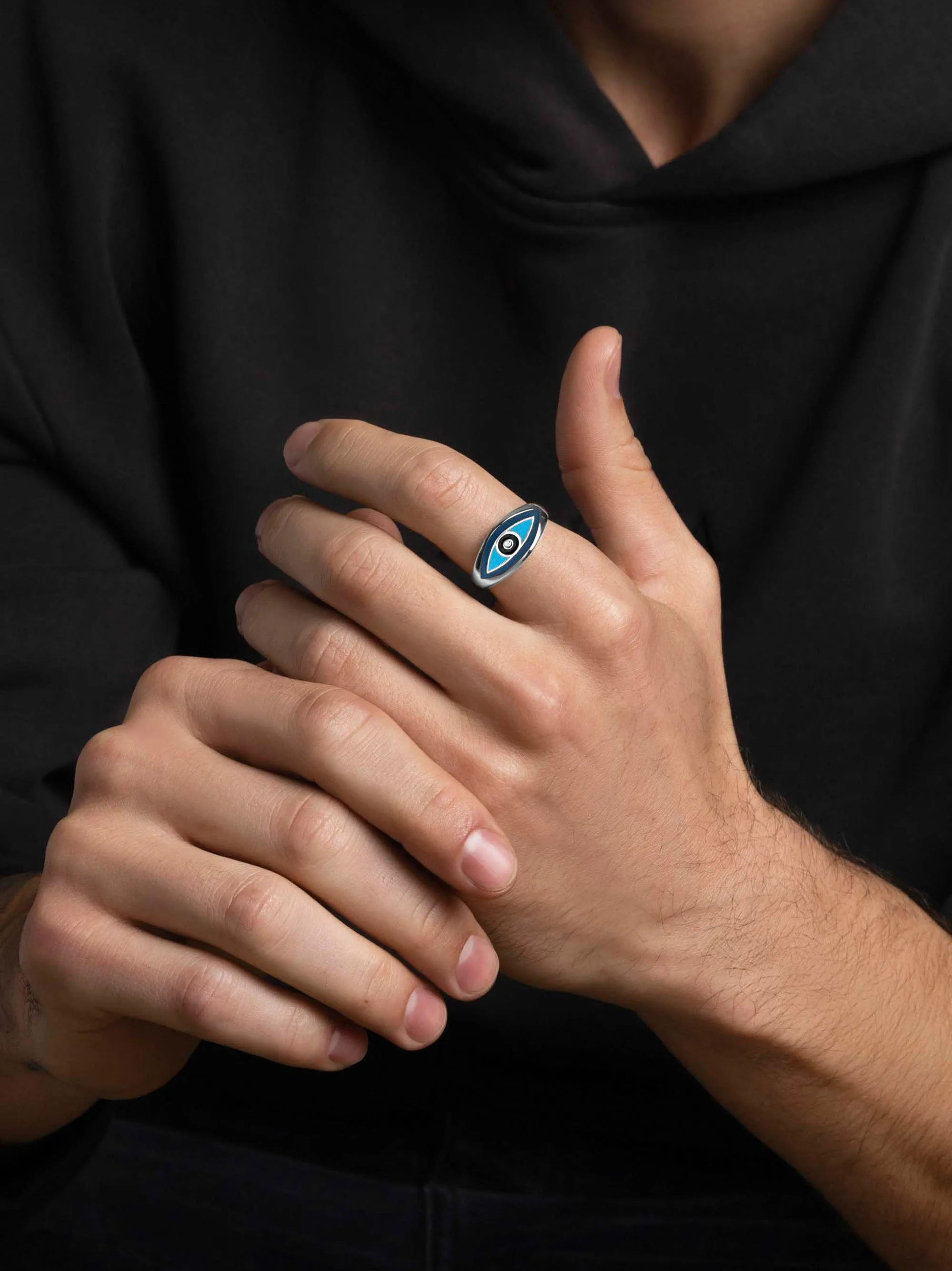 Men's Silver Evil Eye Ring