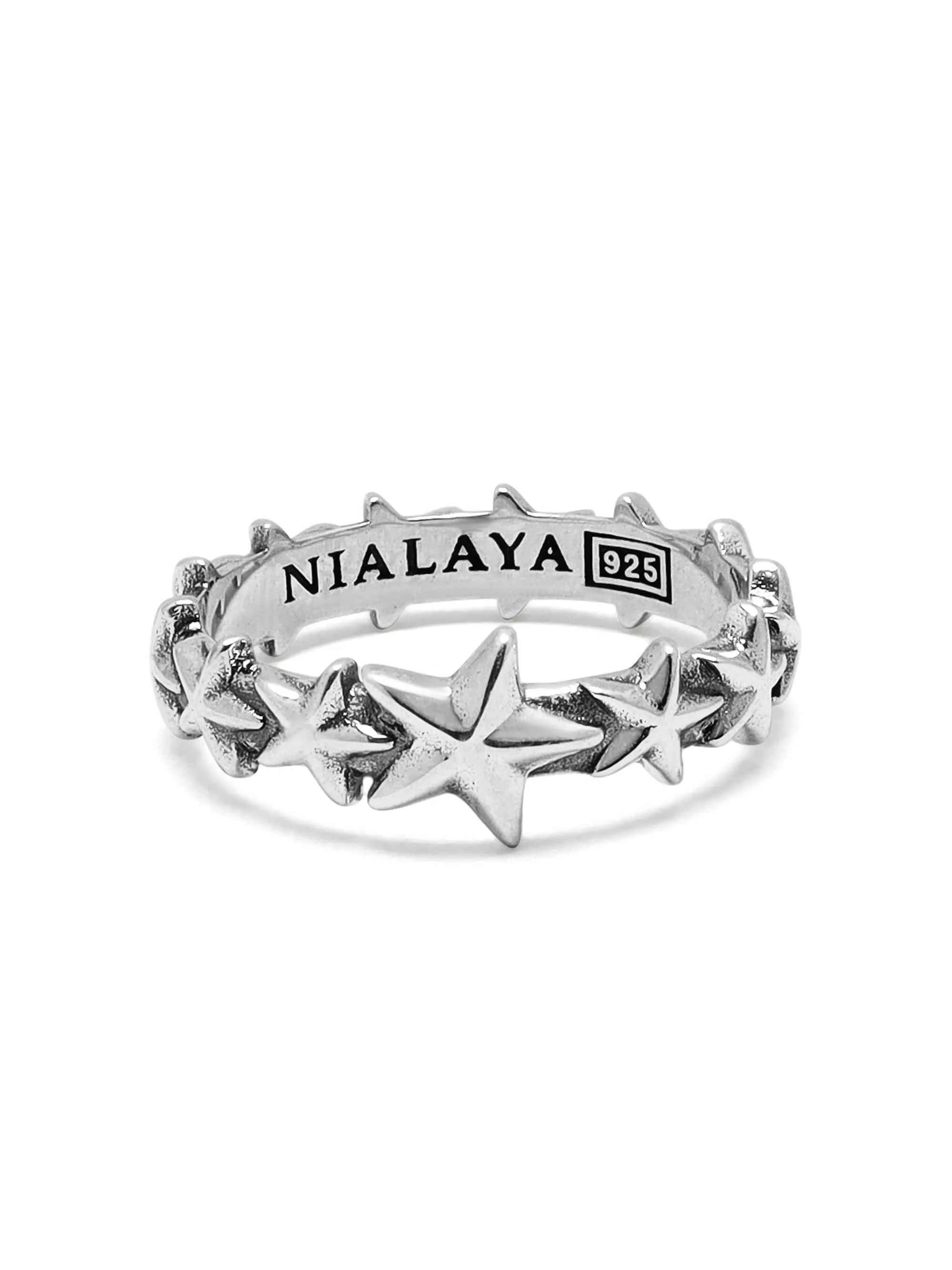 Men's Sterling Silver Star Band Ring