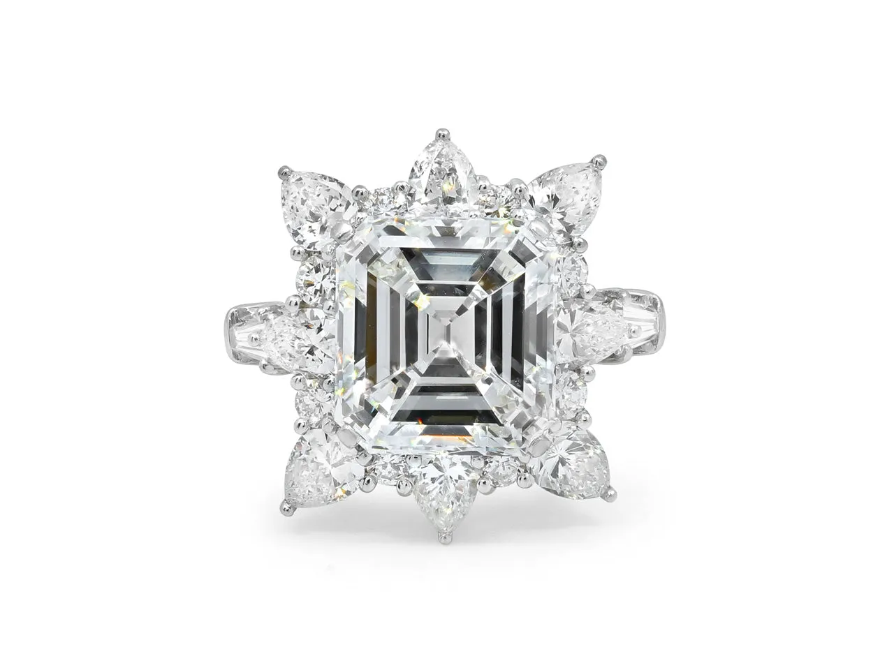 Mid-Century Marianne Ostier Emerald Cut Diamond Ring, 7.23 carat G/VS1, in Platinum