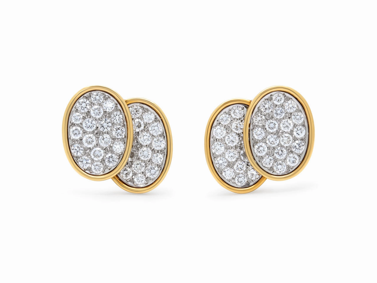 Mid-Century Van Cleef & Arpels Diamond Earrings in Platinum and 18K Gold