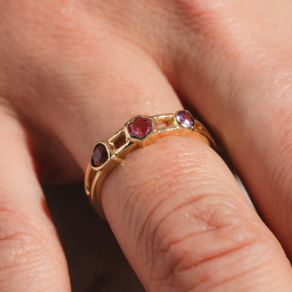 Mixed Shape Stones Open Band Ring