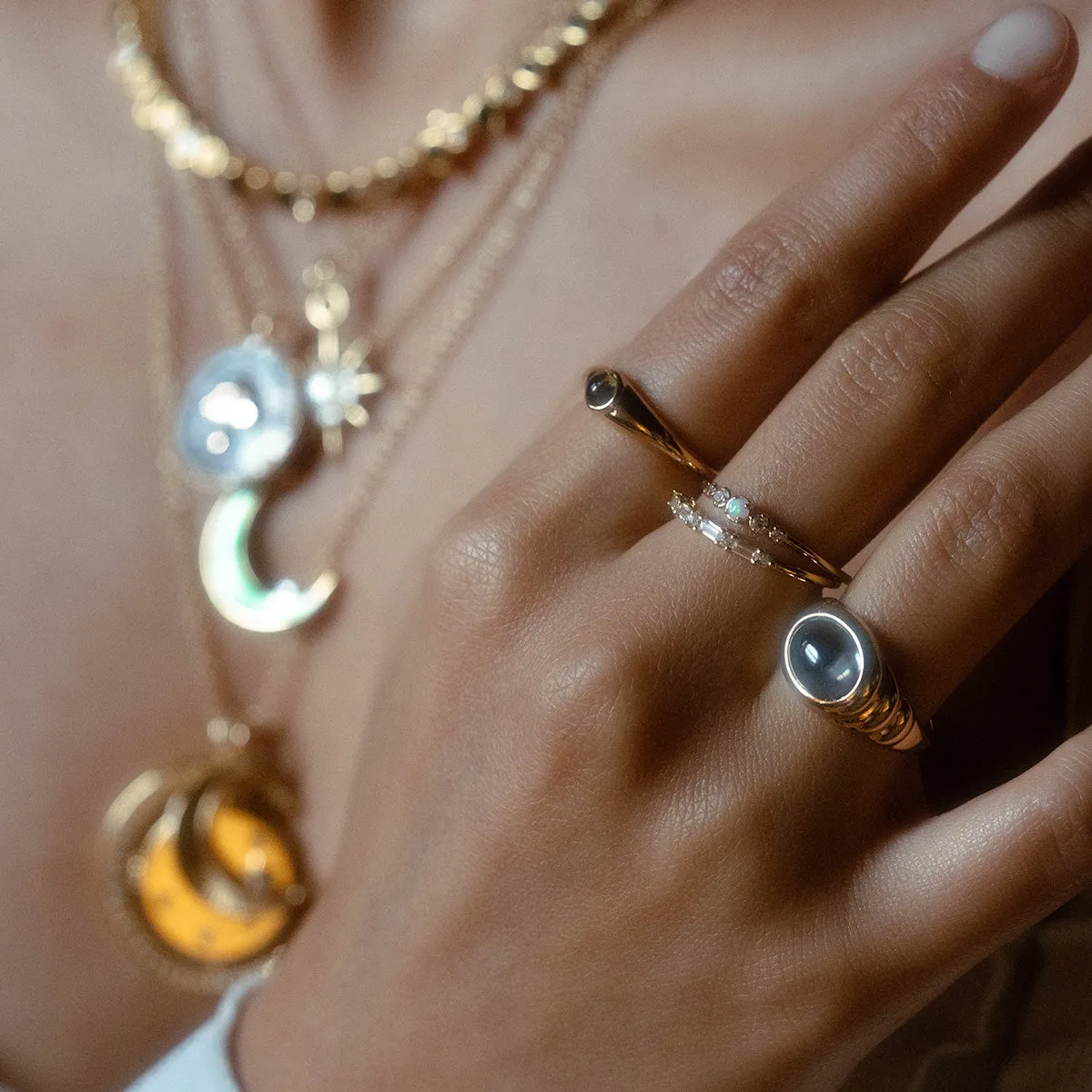 Multi Gem Baguette CZ Stacking Ring