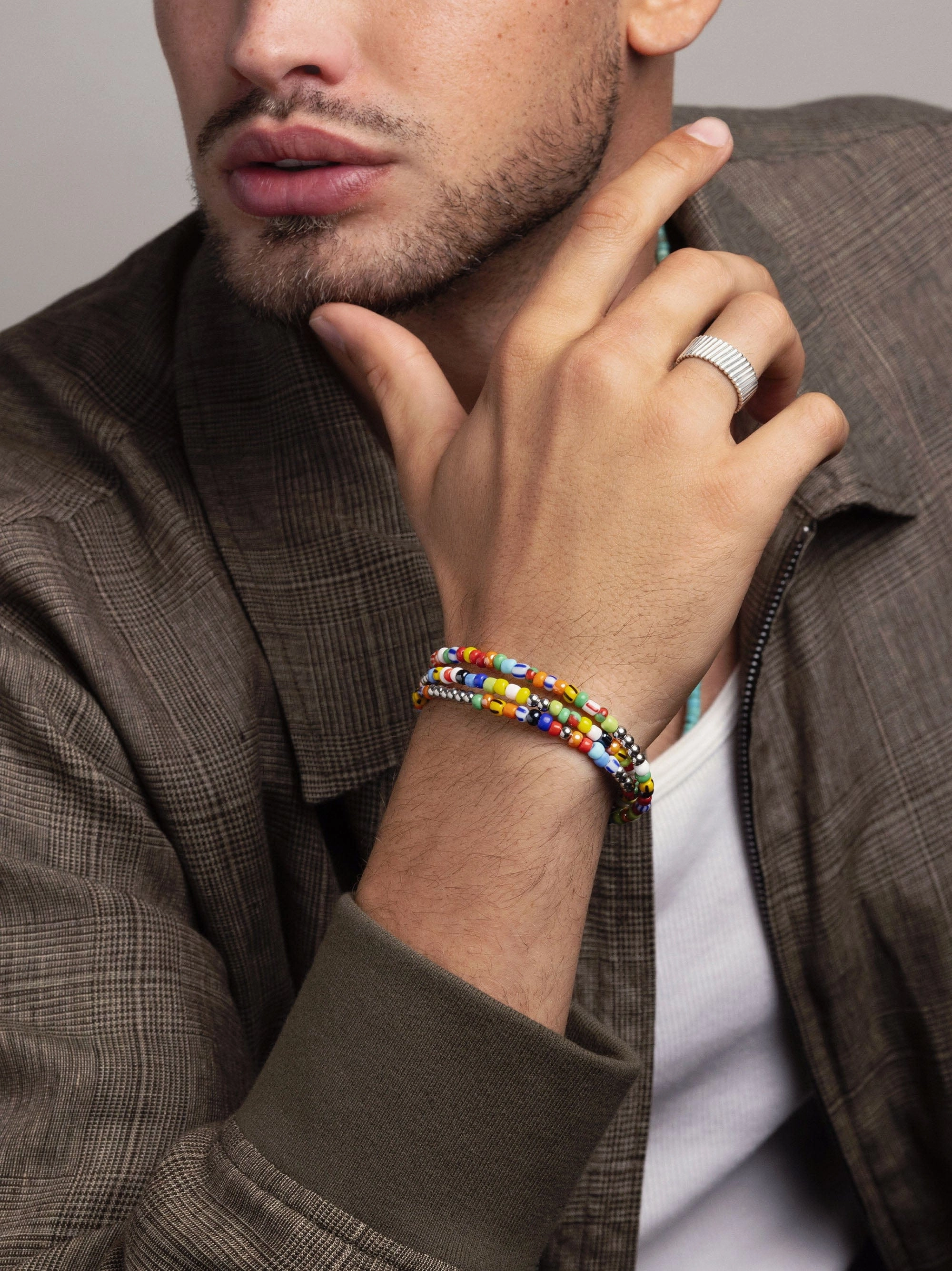 Multicolor Trifocal Beaded Wrap Bracelet