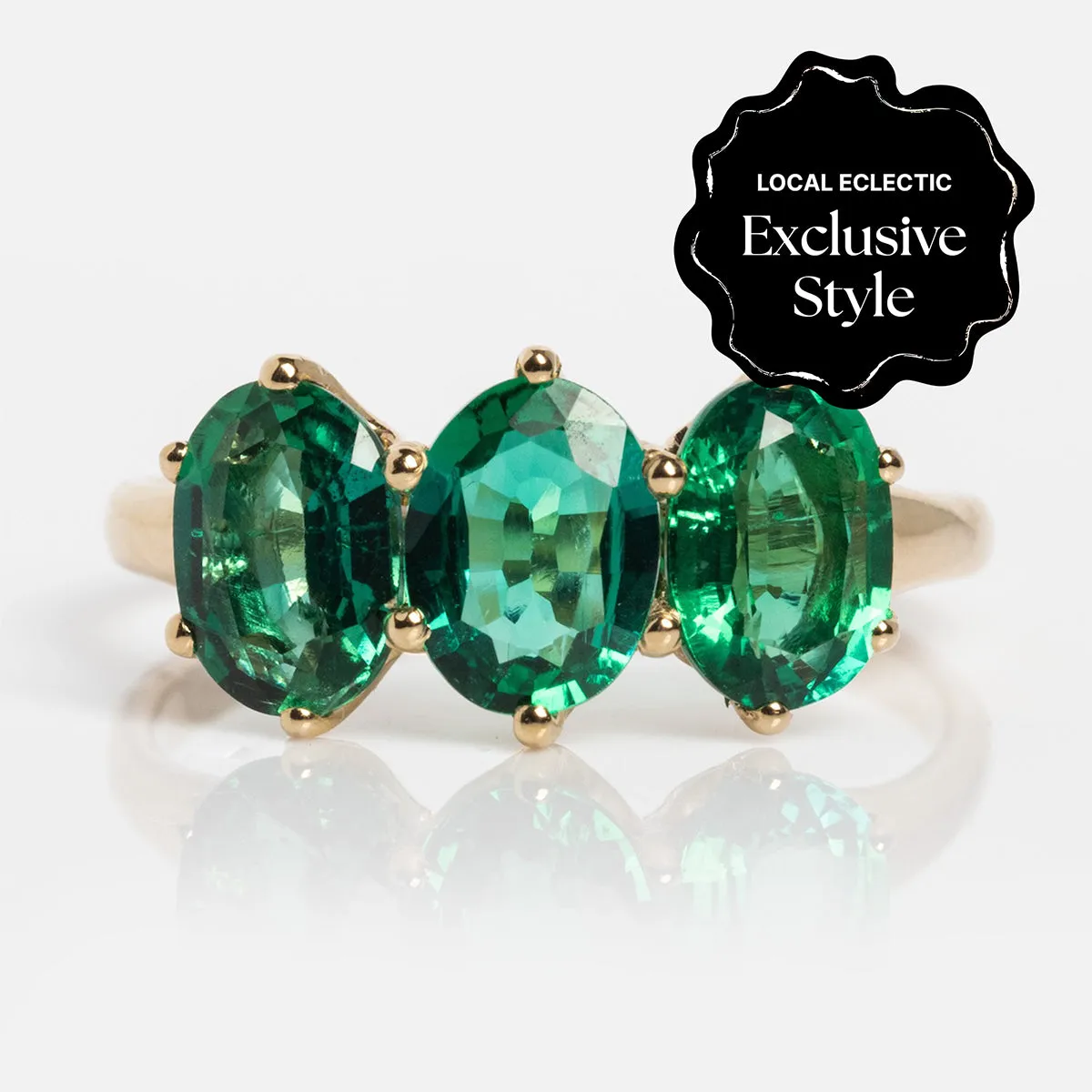 One of a Kind 14k Lab Emerald Queenie Ring