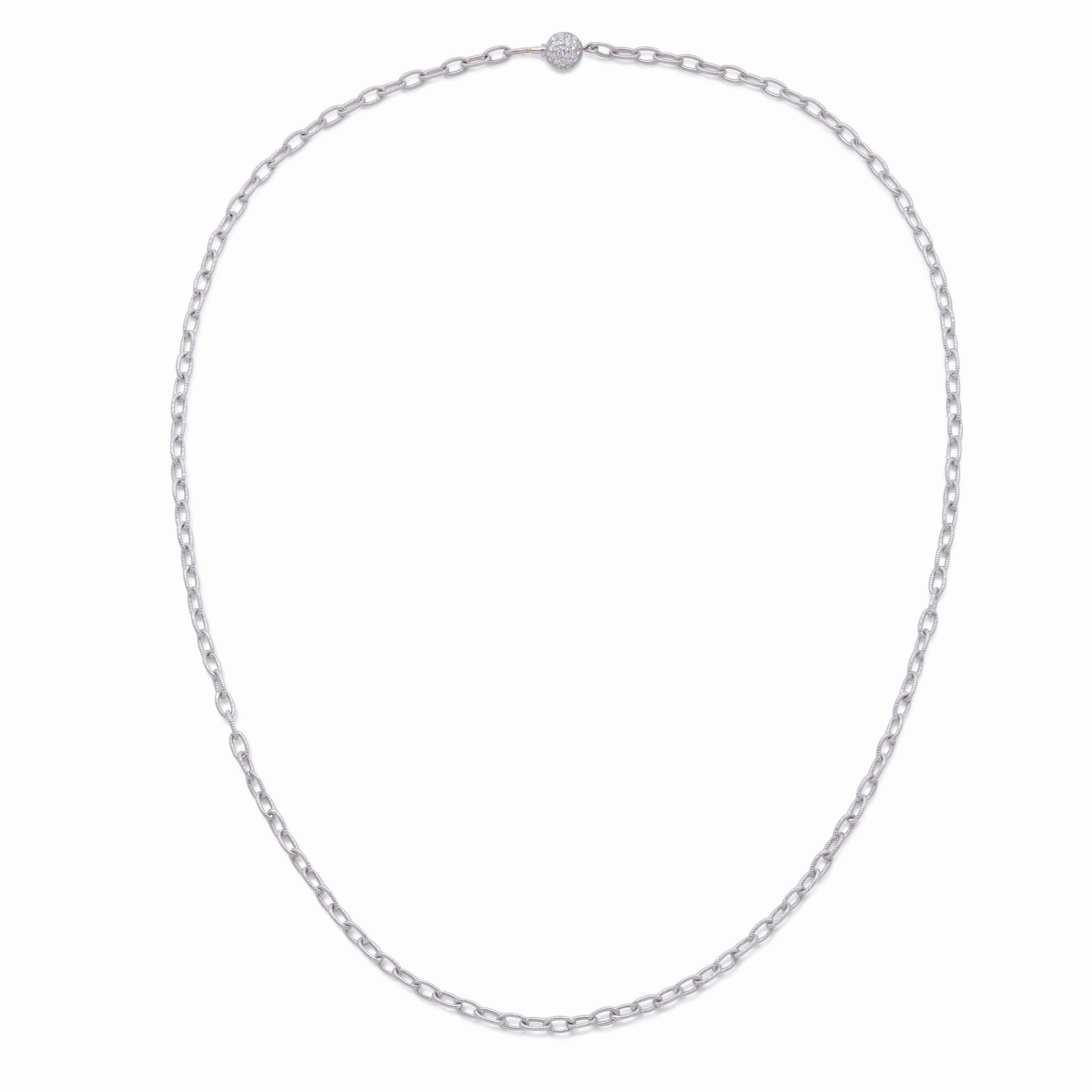 Oval Link Necklace in 18K White Gold