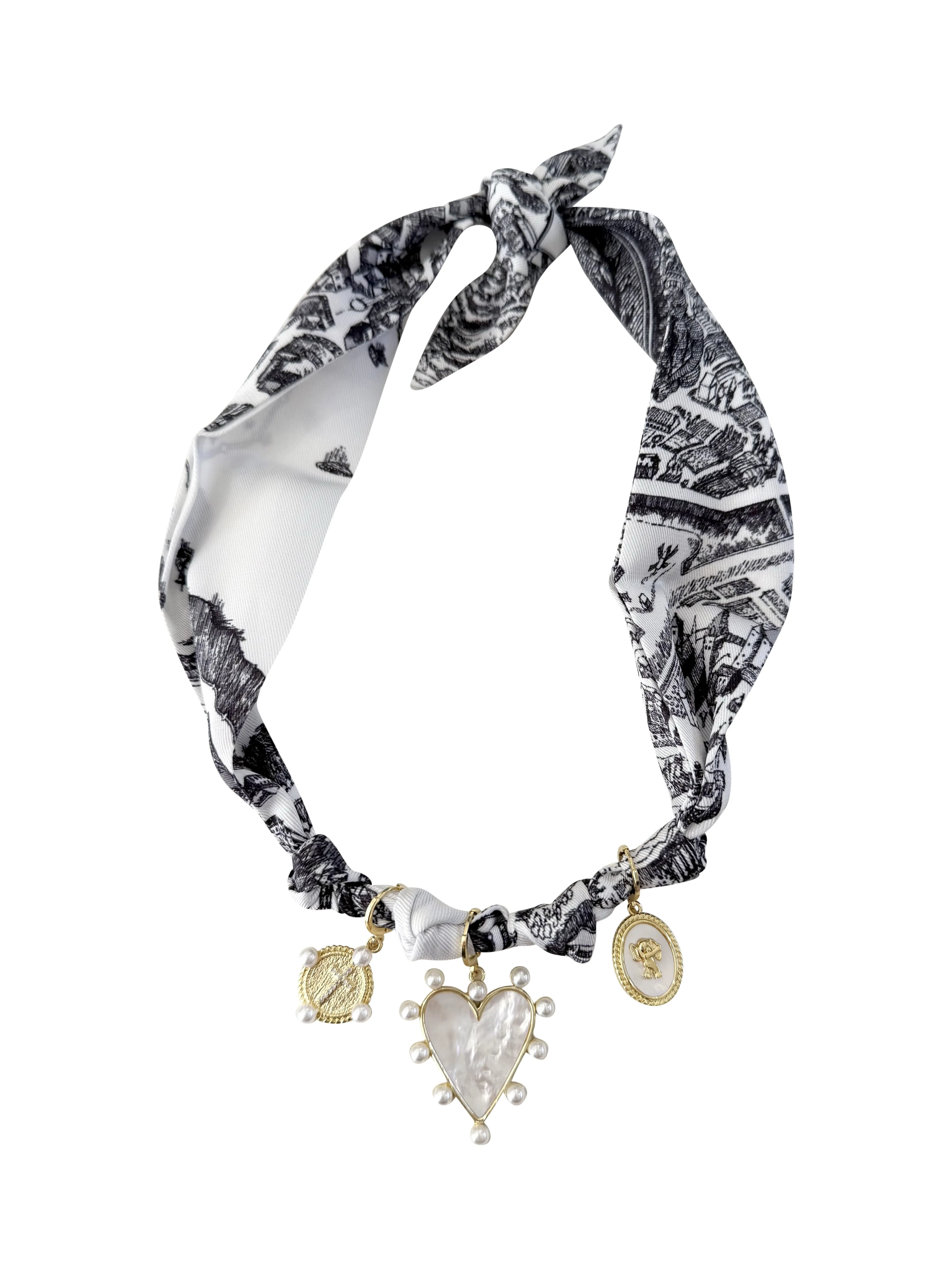 Paris Multi Charm Scarf Necklace