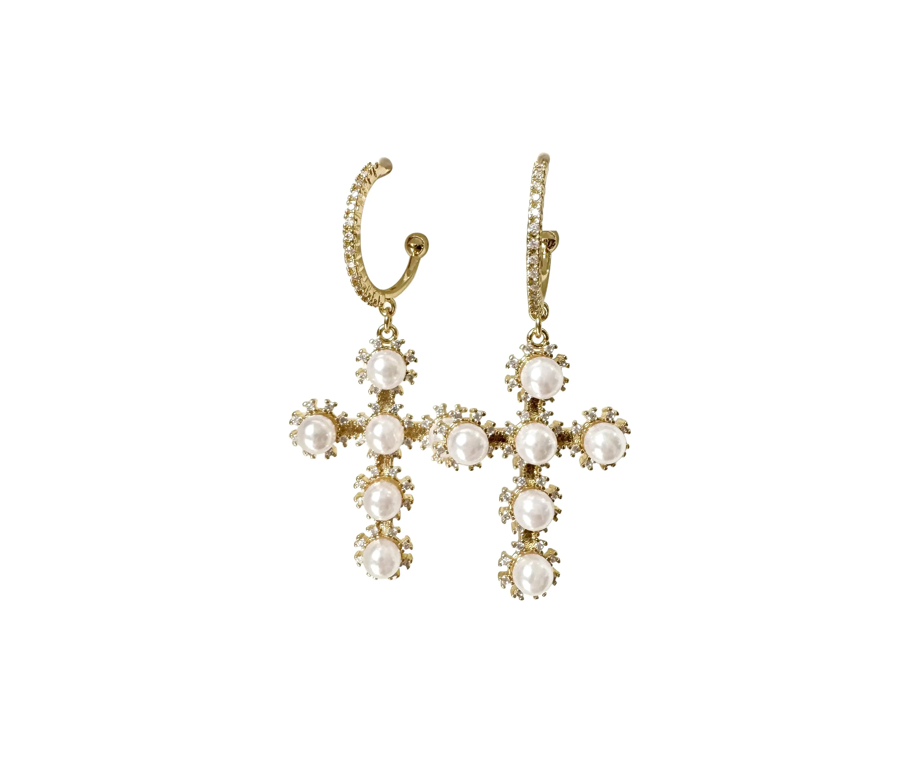 Pearl Cross Hoop