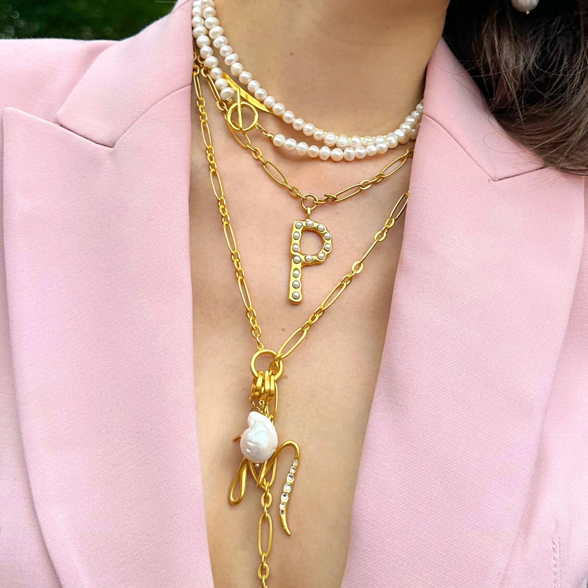 Pearl Initial Necklace