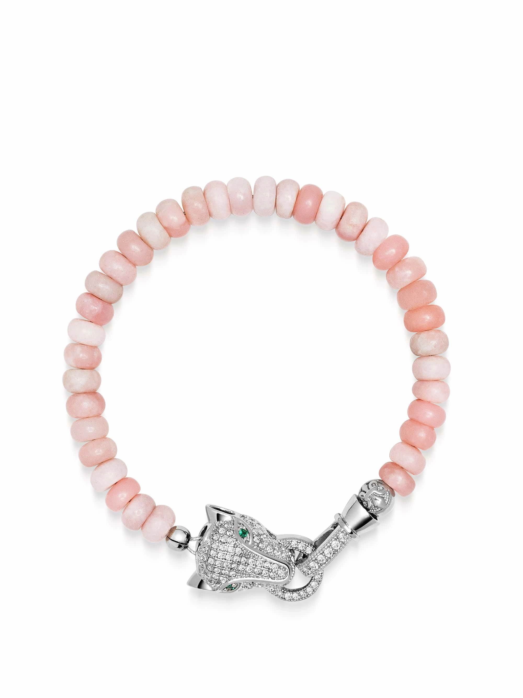 Pink Opal Bracelet with Panther Head