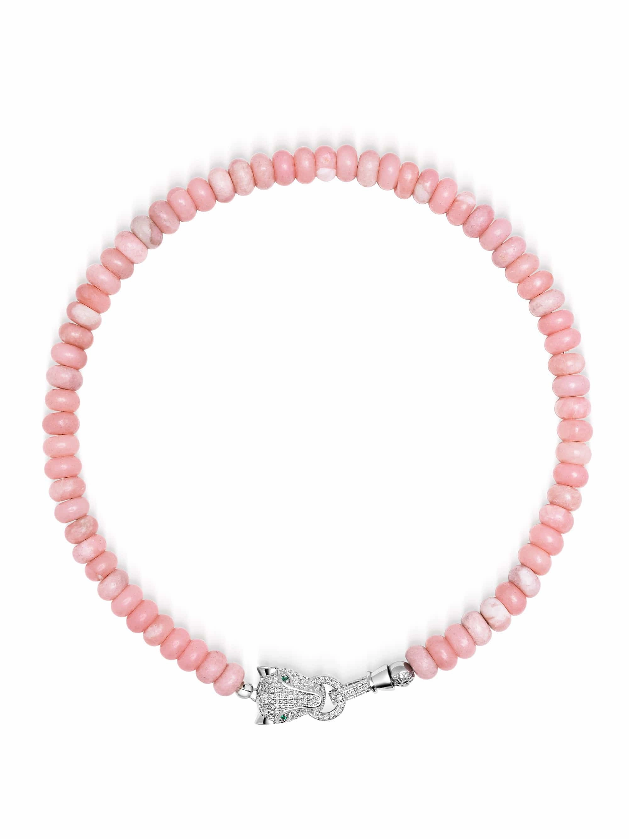 Pink Opal Choker with Panther Head