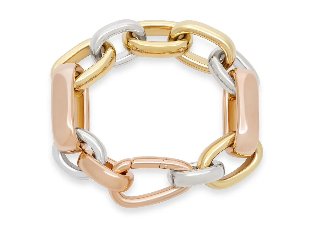 Pomellato 'Iconica' Large Link Bracelet in Tri-Color 18K Gold