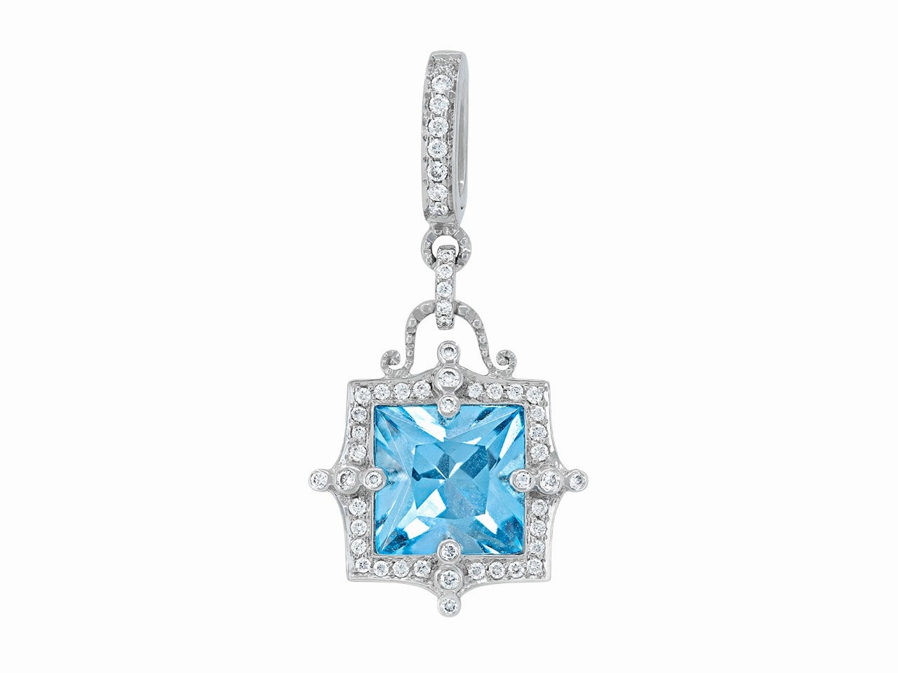 Rhonda Faber Green 'Empress' Blue Topaz and Diamond Pendant in 18K White Gold