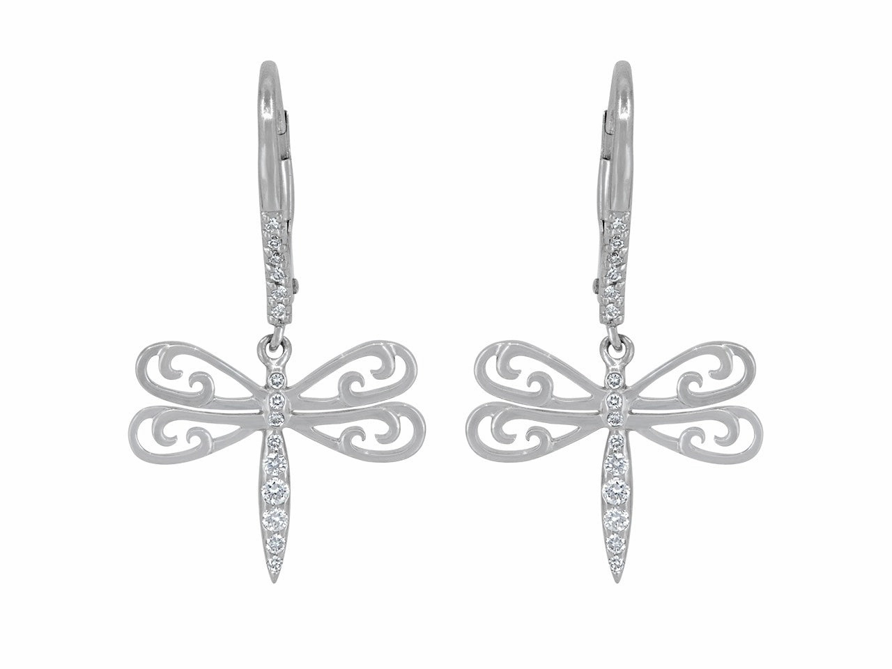 Rhonda Faber Green Diamond Dragonfly Earrings in 18K