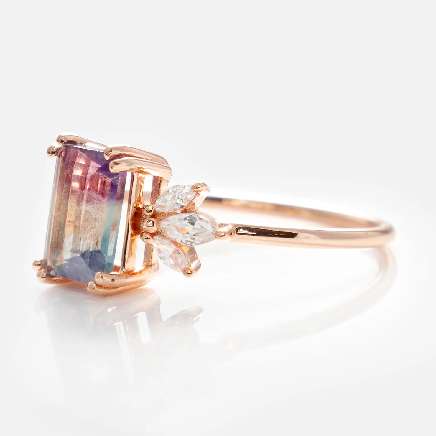 Rose Gold Fluorite Topaz Hazy Dream Ring
