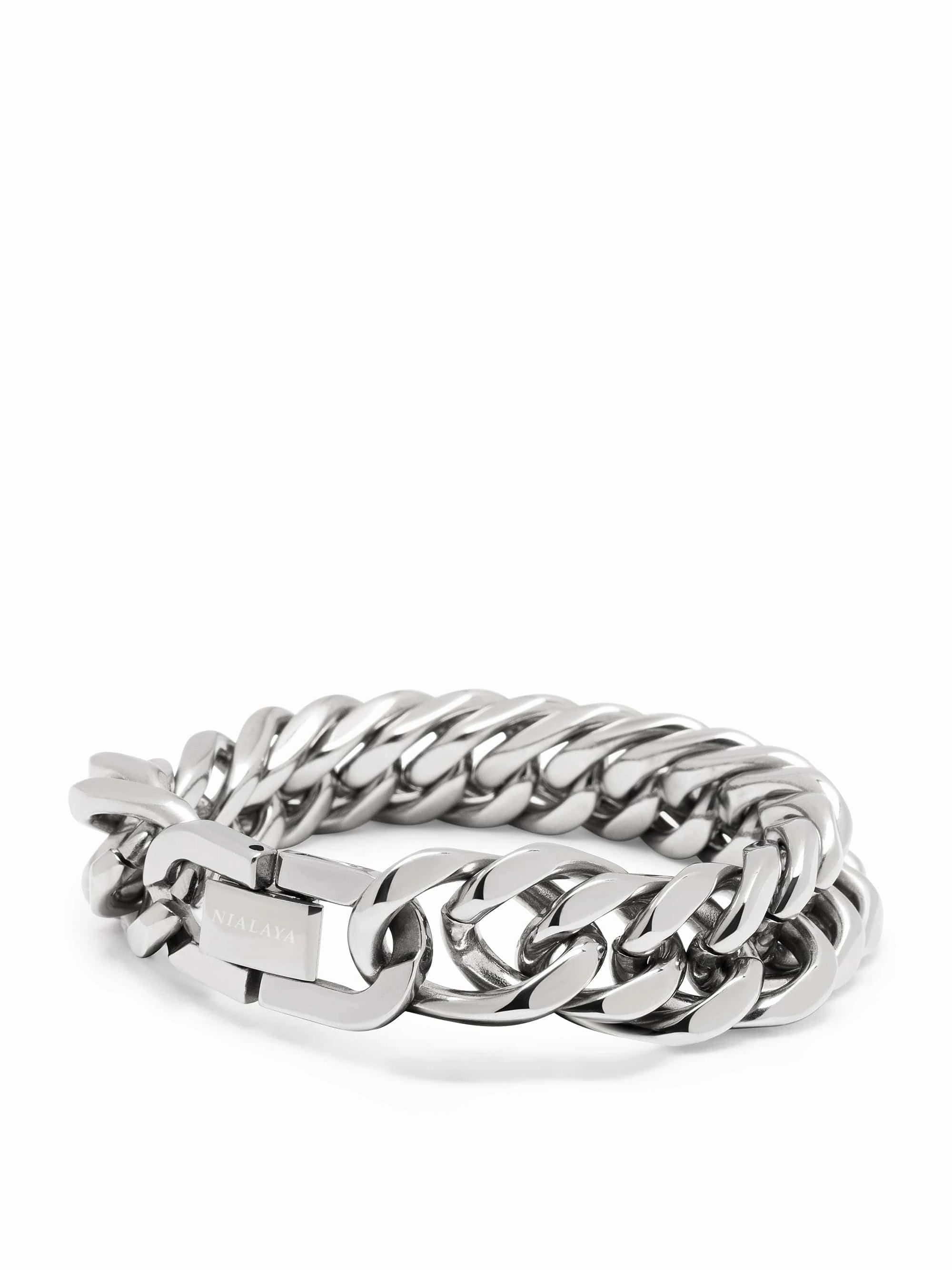 Silver Chunky Cuban Chain Bracelet