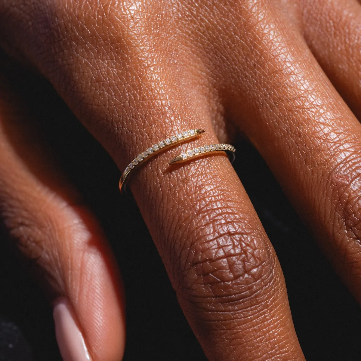 Solid Gold 2025 April Capsule White Topaz Wrapped Stacking Ring